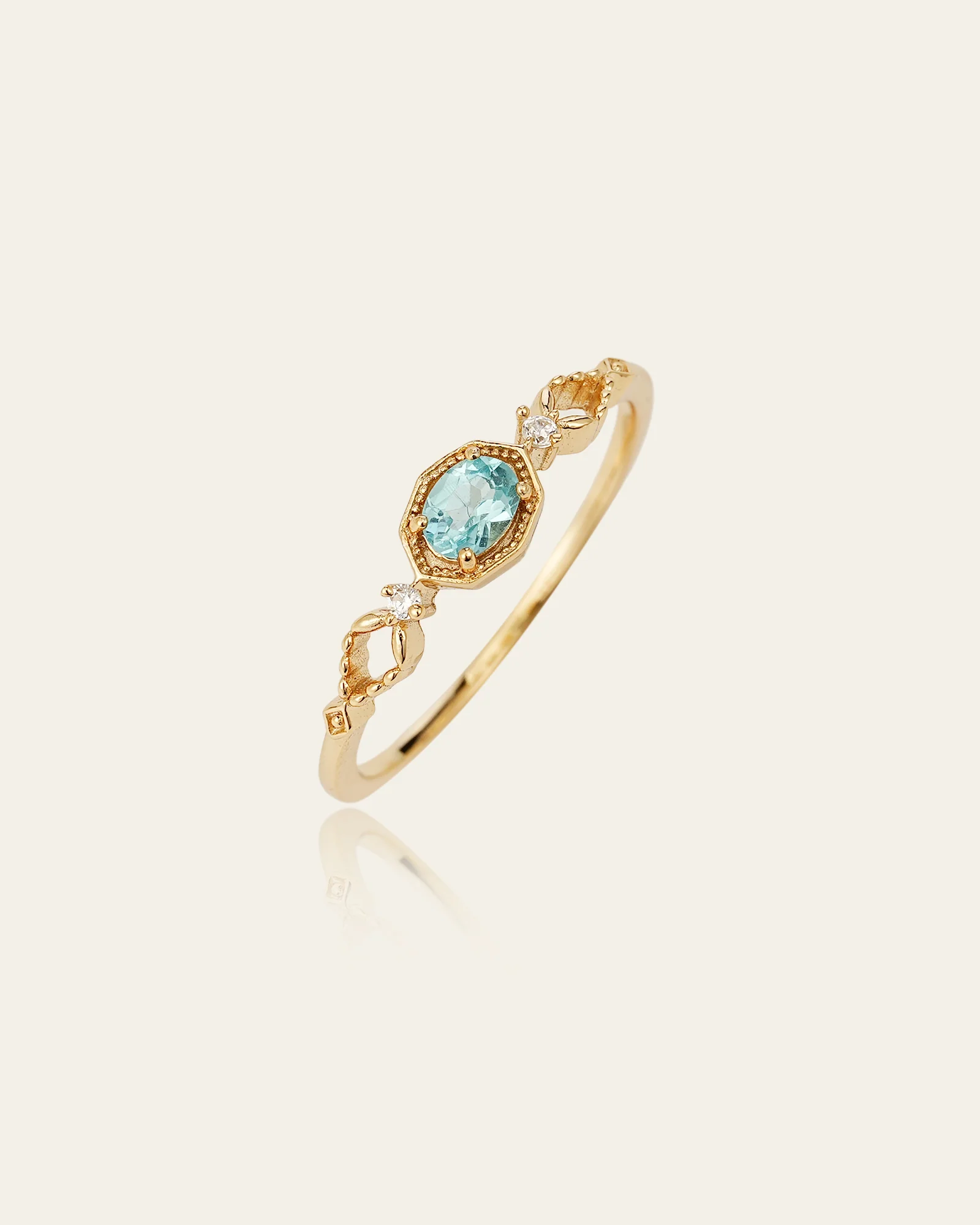 14K Solid Gold Aqua Muse Apatite Ring