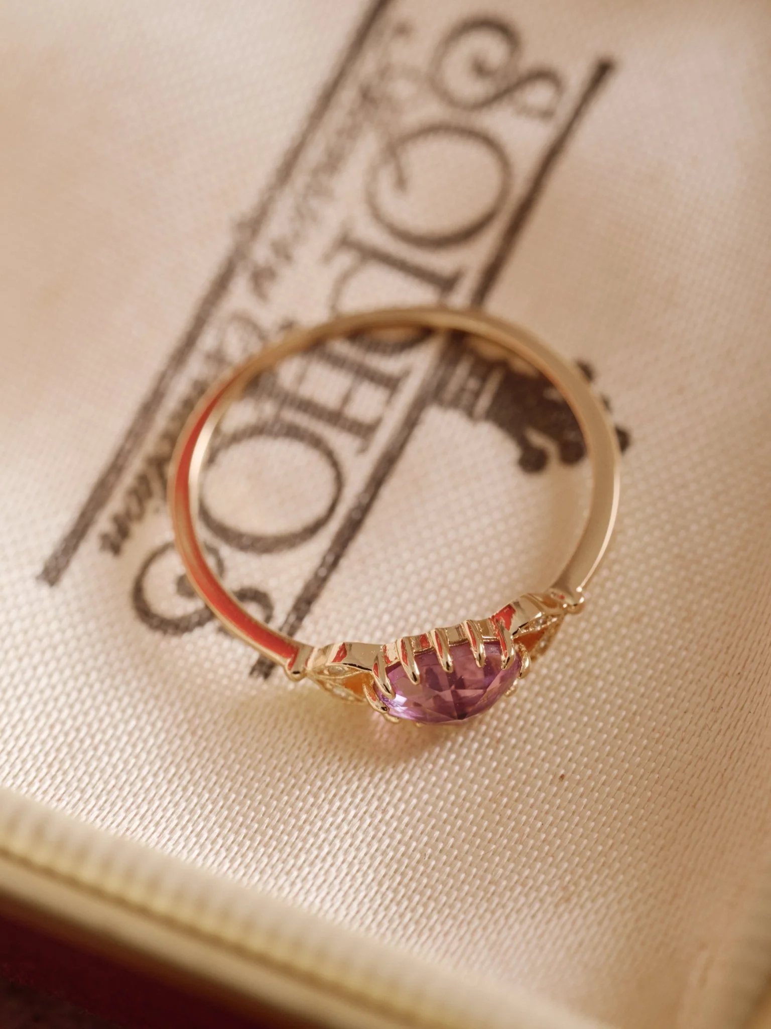 14K Solid Gold Celeste Amethyst Ring - Image 2