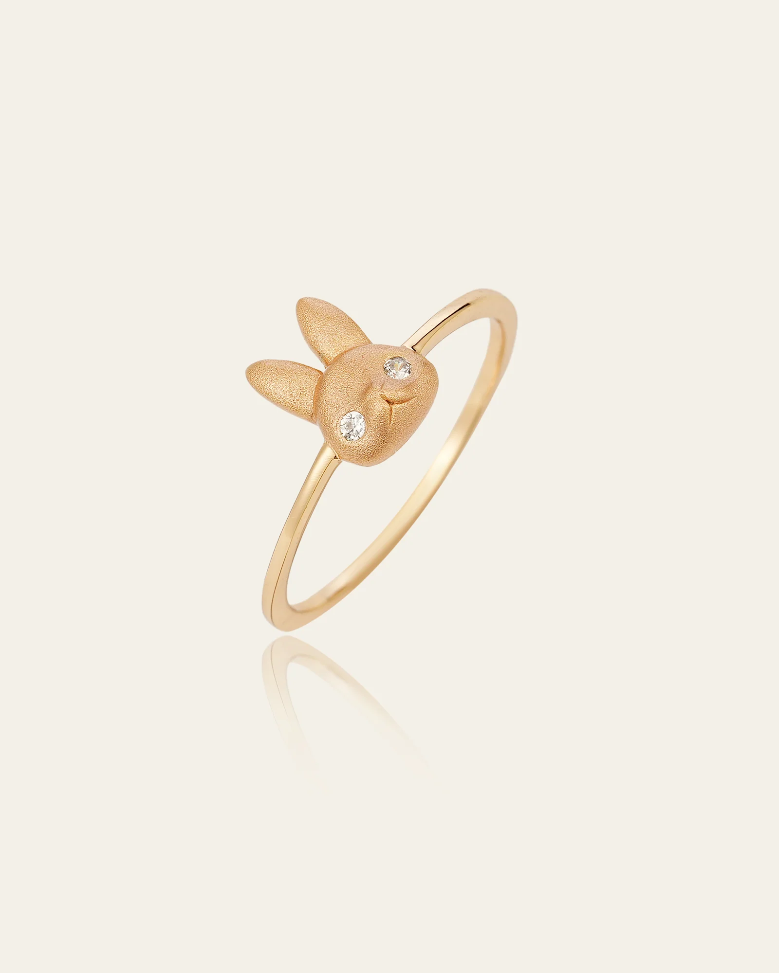 14K Solid Gold Lumi Bunny Diamond Ring