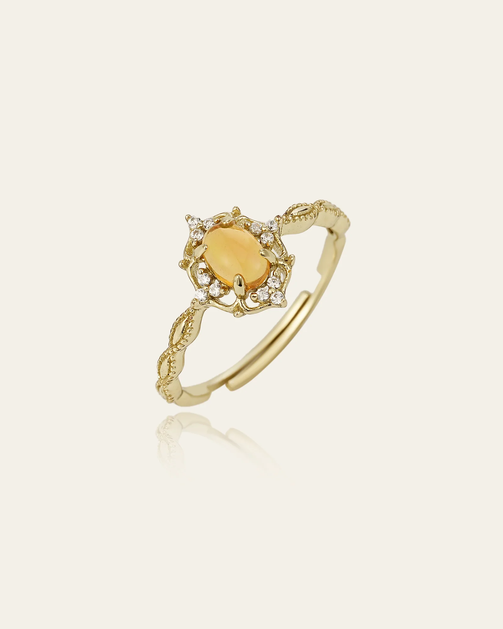 14K Solid Gold Lunaire Opal Ring