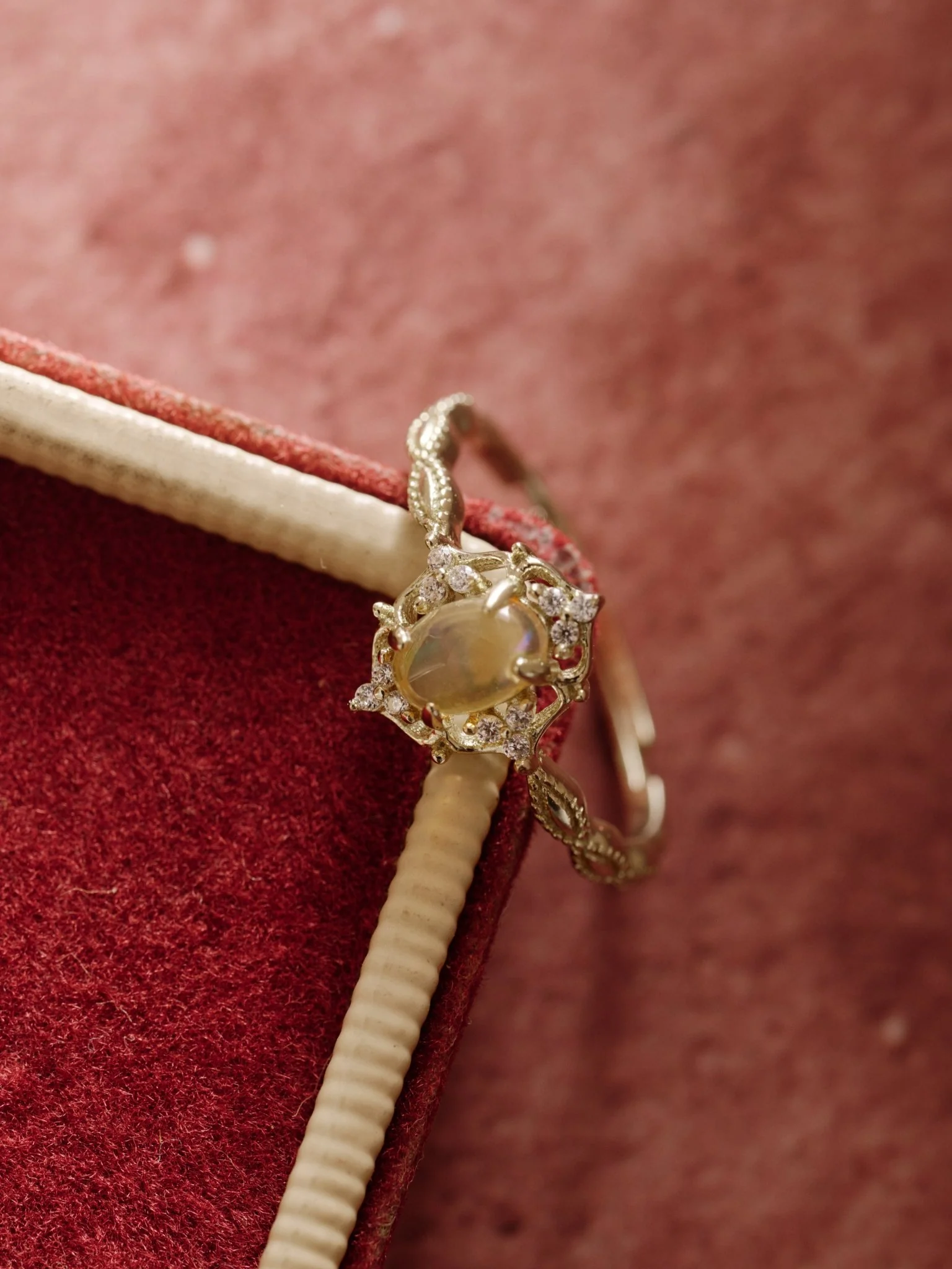 14K Solid Gold Lunaire Opal Ring - Image 3