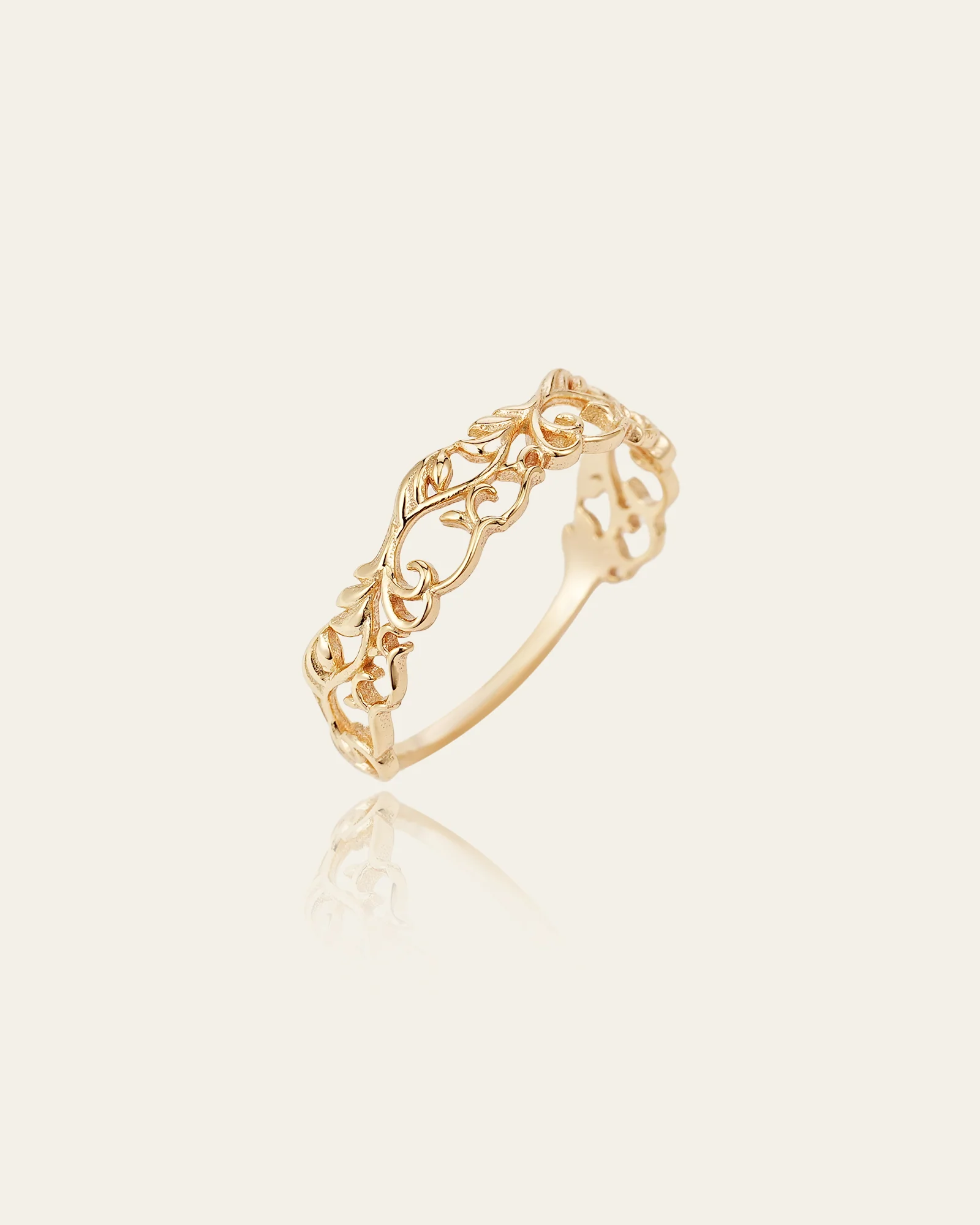 14K Solid Gold Élise Filigree Ring