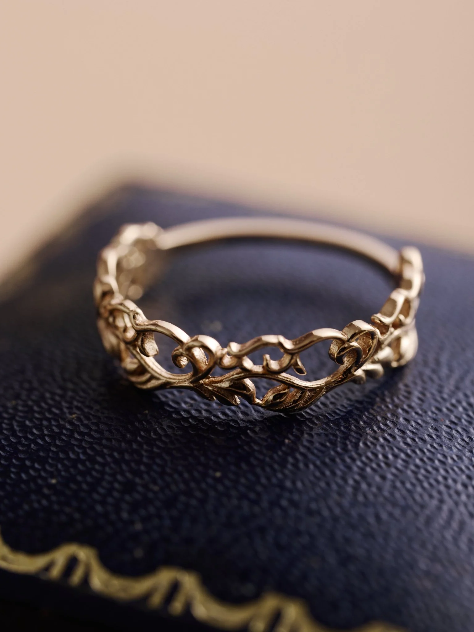 14K Solid Gold Élise Filigree Ring - Image 4