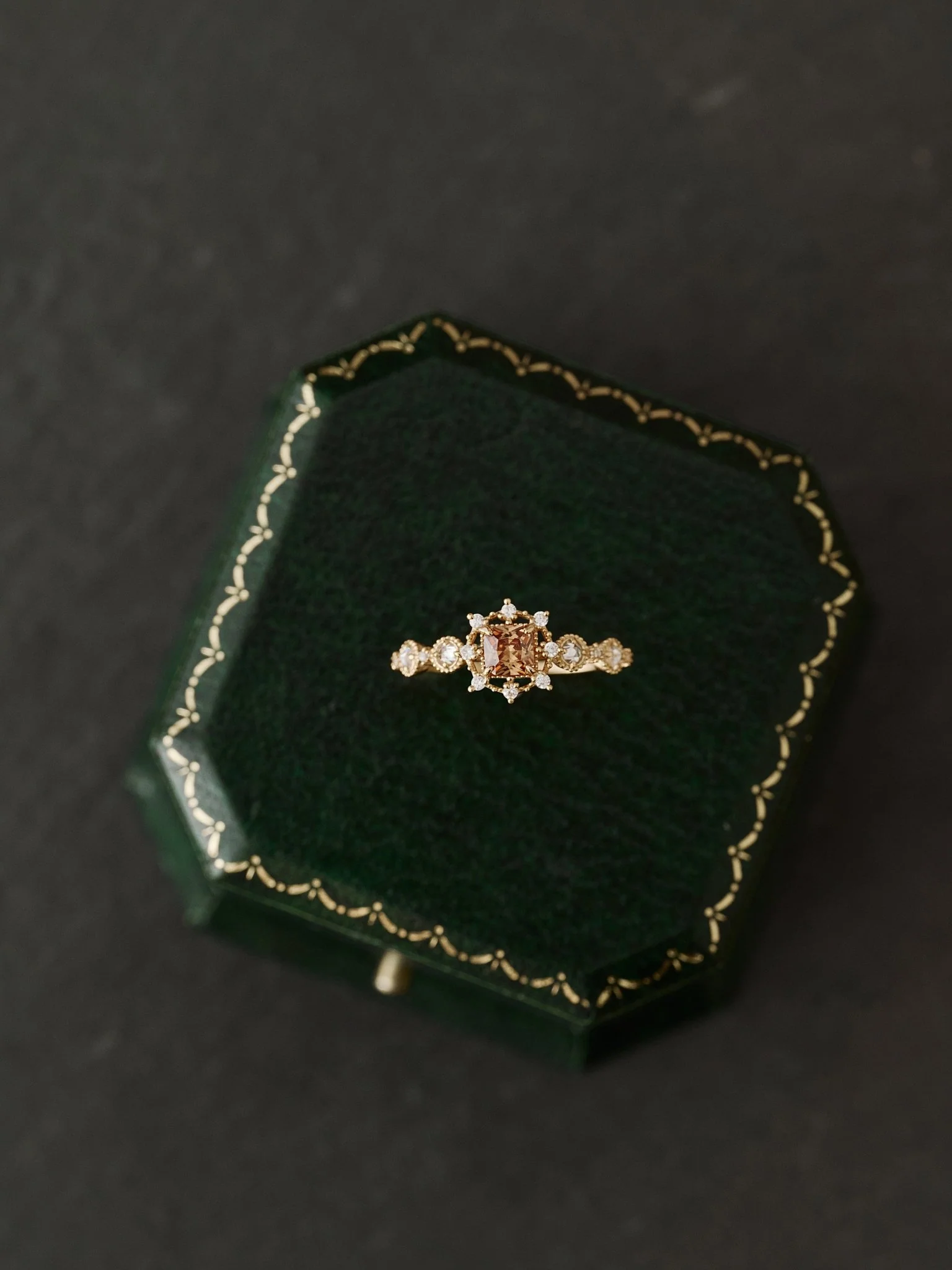 14K Solid Gold Solenne Brown Agate Ring - Image 2
