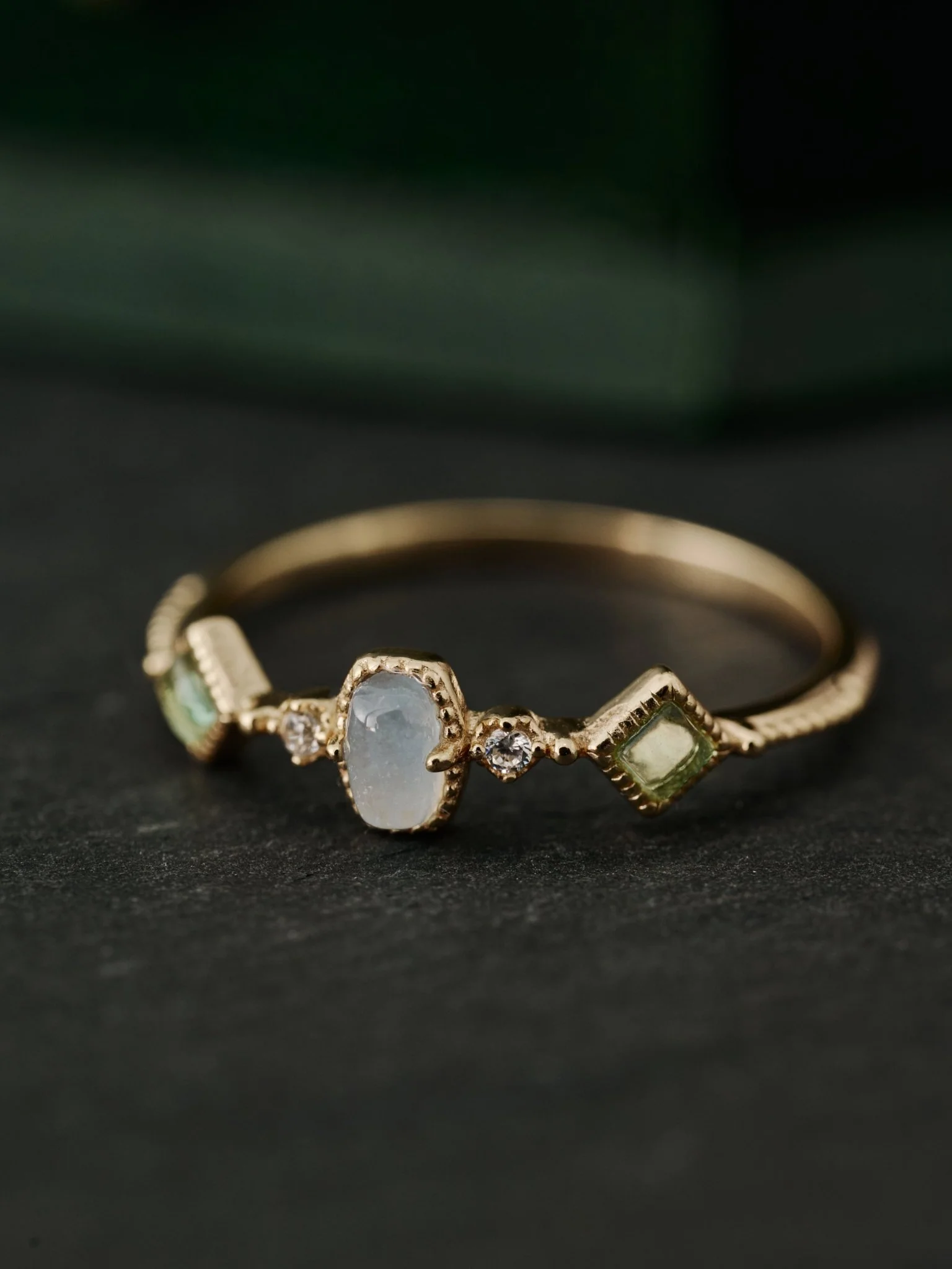 14K Solid Gold Verdelis Opal & Peridot Ring - Image 2