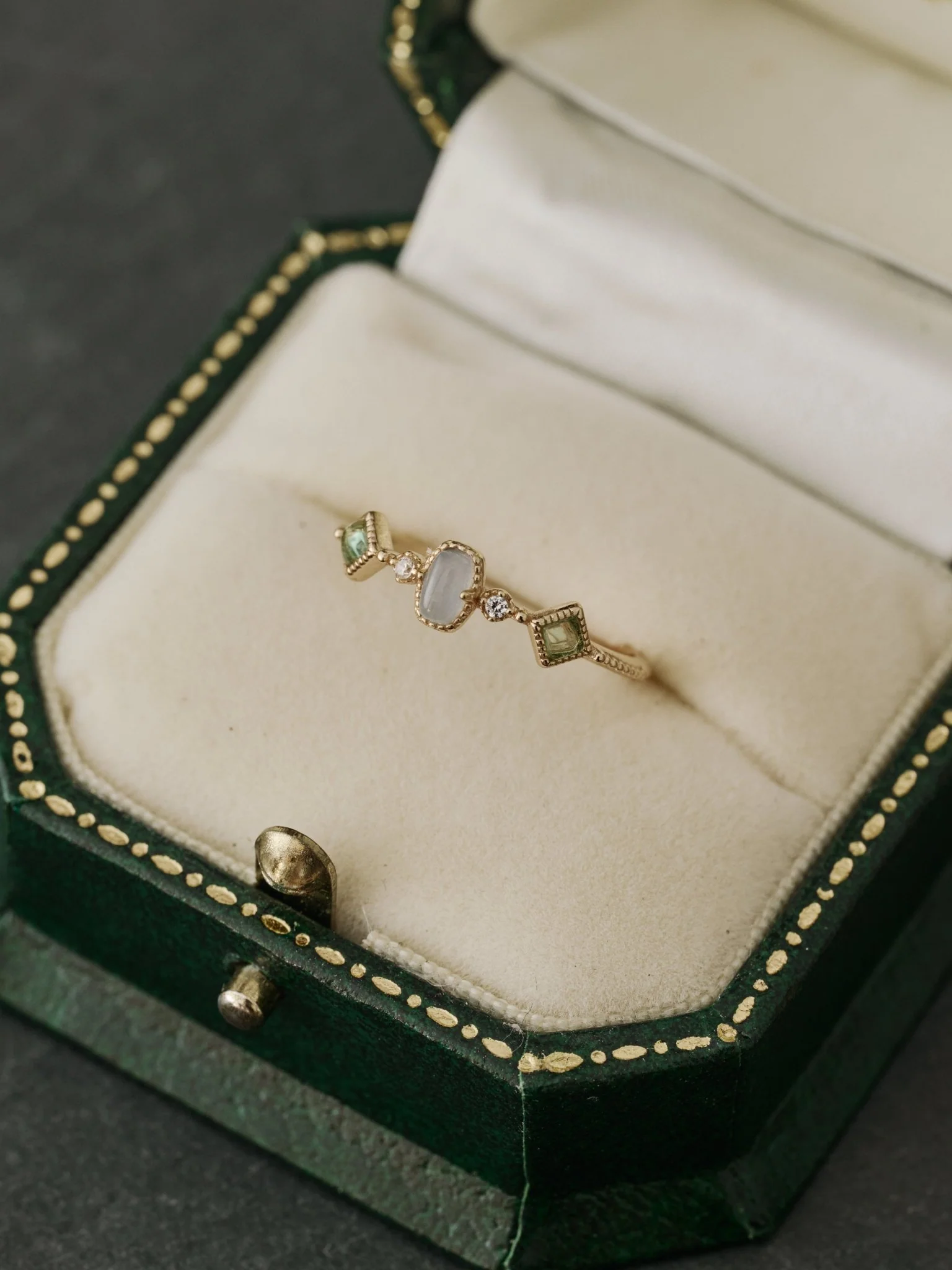14K Solid Gold Verdelis Opal & Peridot Ring - Image 3