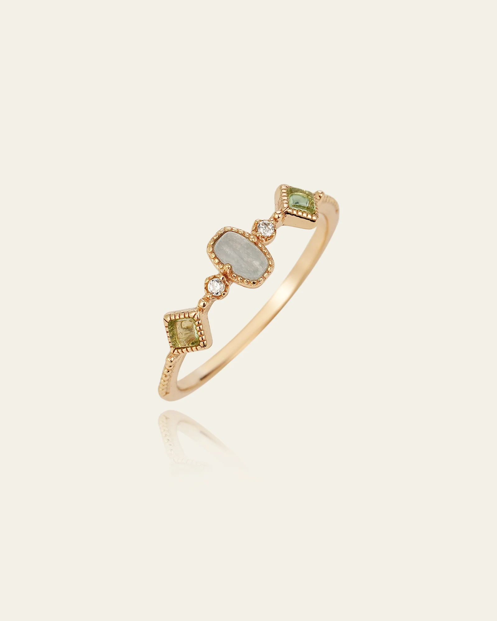 14K Solid Gold Verdelis Opal & Peridot Ring - Image 4