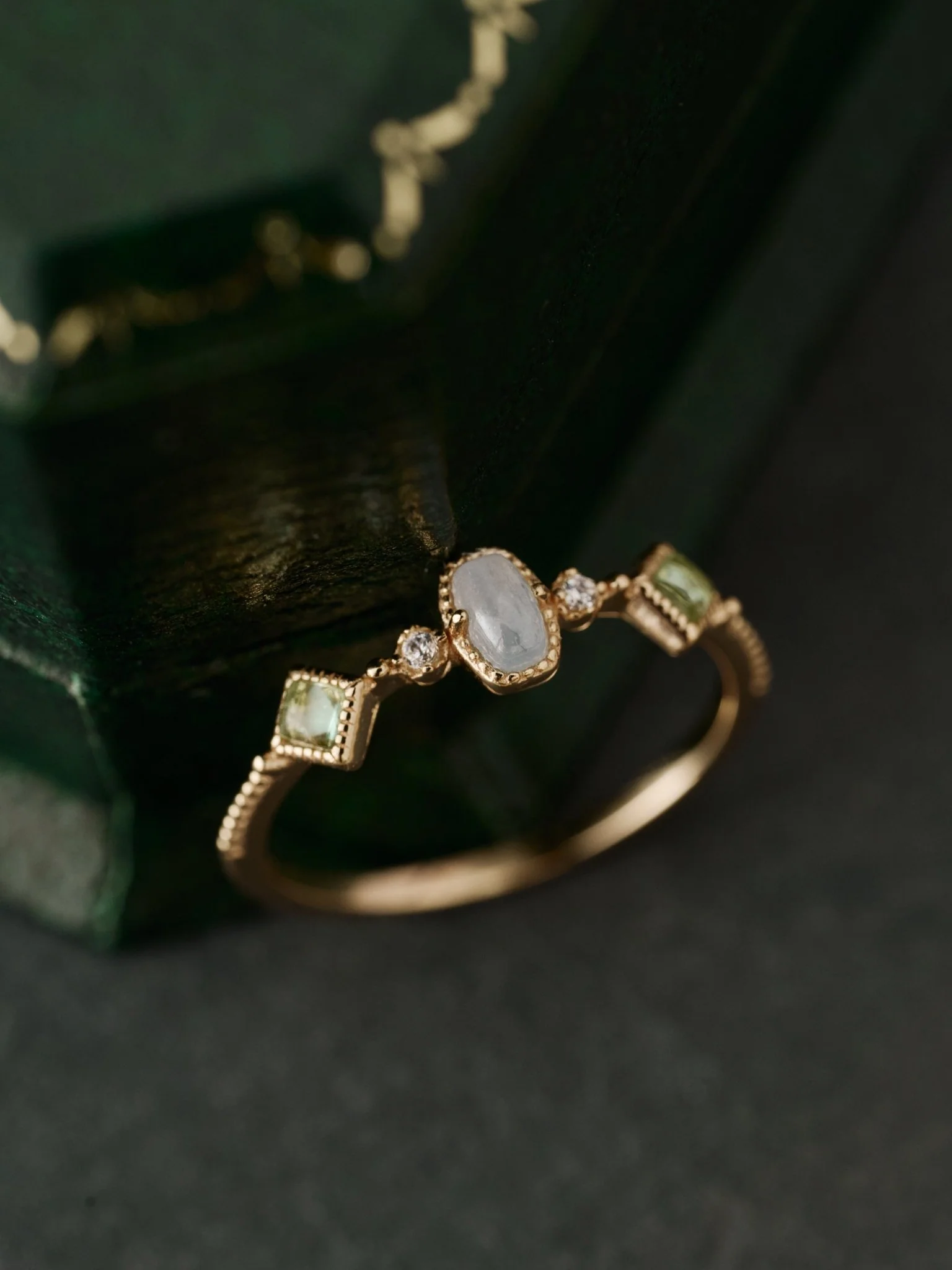 14K Solid Gold Verdelis Opal & Peridot Ring - Image 5