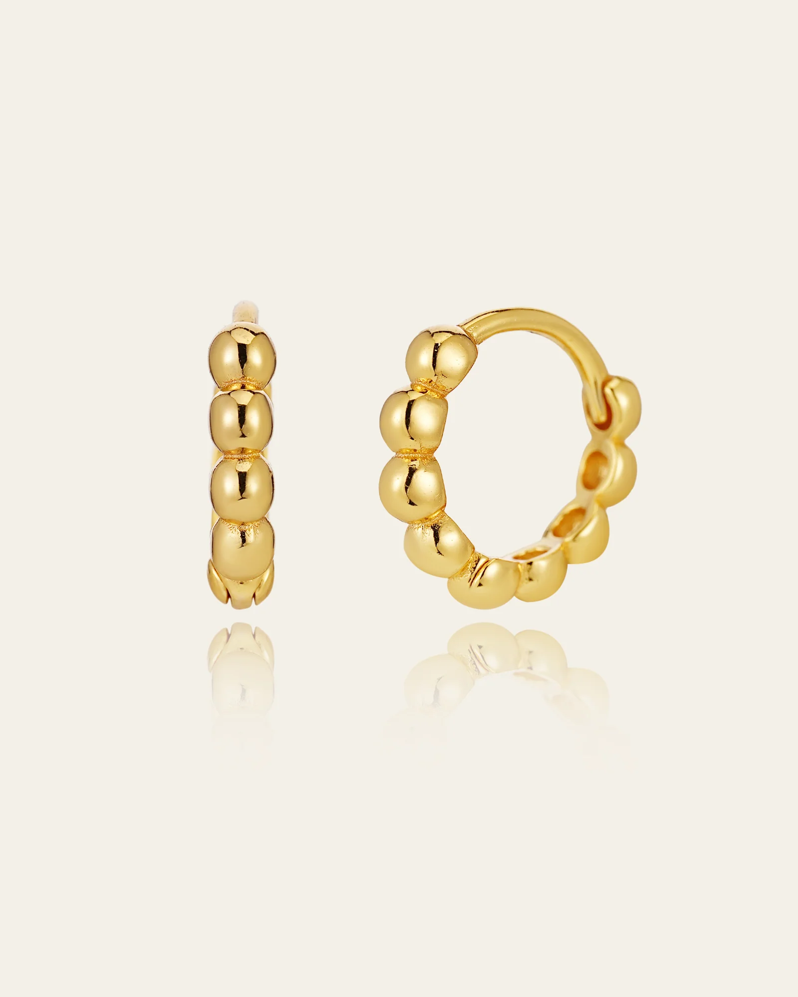 10K Solid Gold Beaded Glow Huggies