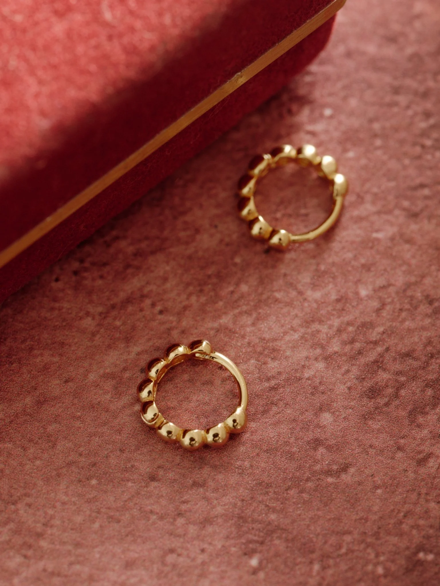 10K Solid Gold Beaded Glow Huggies - Image 2