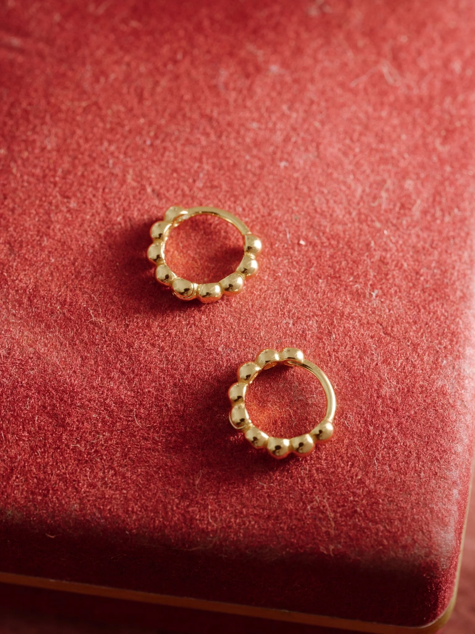 10K Solid Gold Beaded Glow Huggies - Image 3