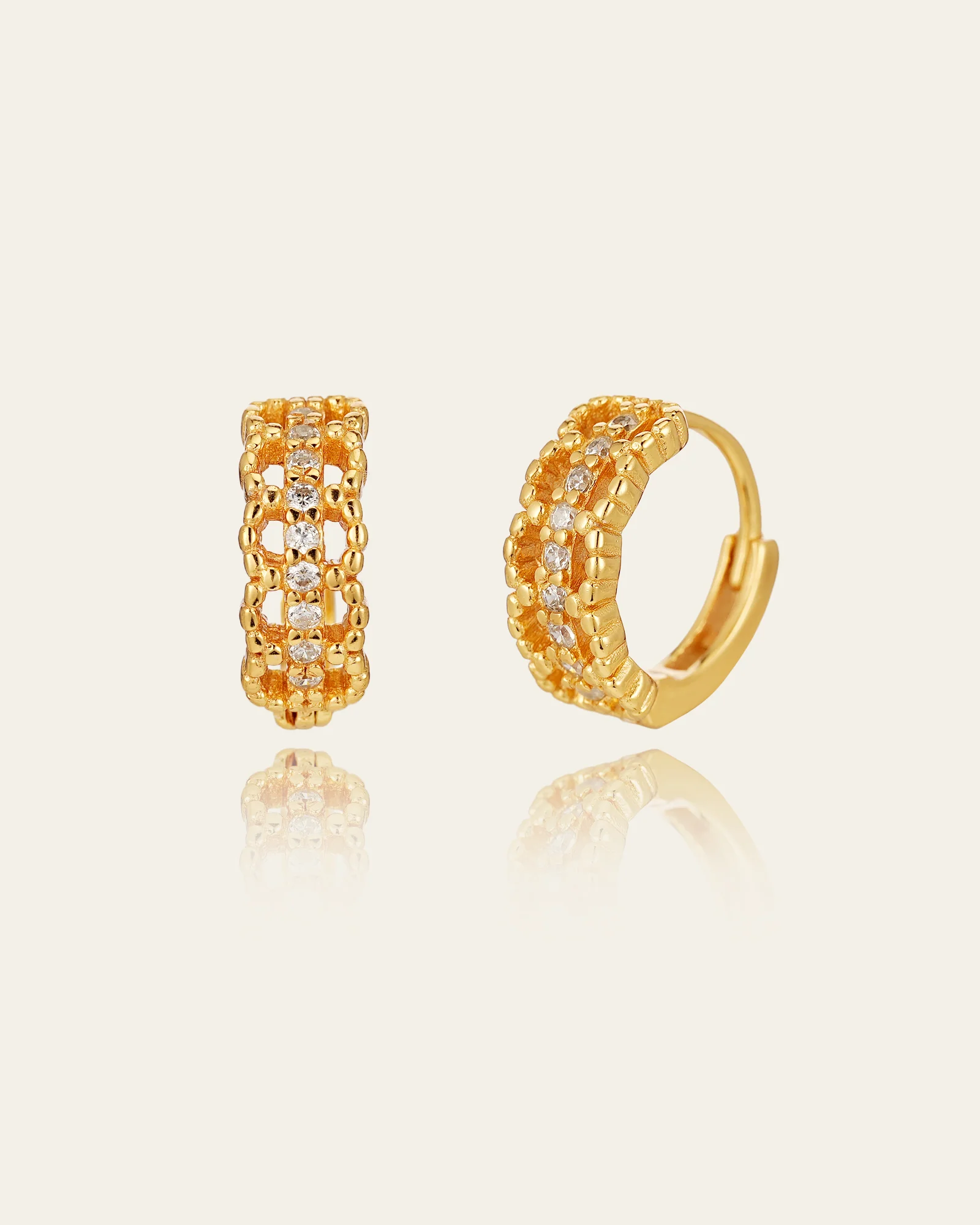 10K Solid Gold Lustre Weave Huggies