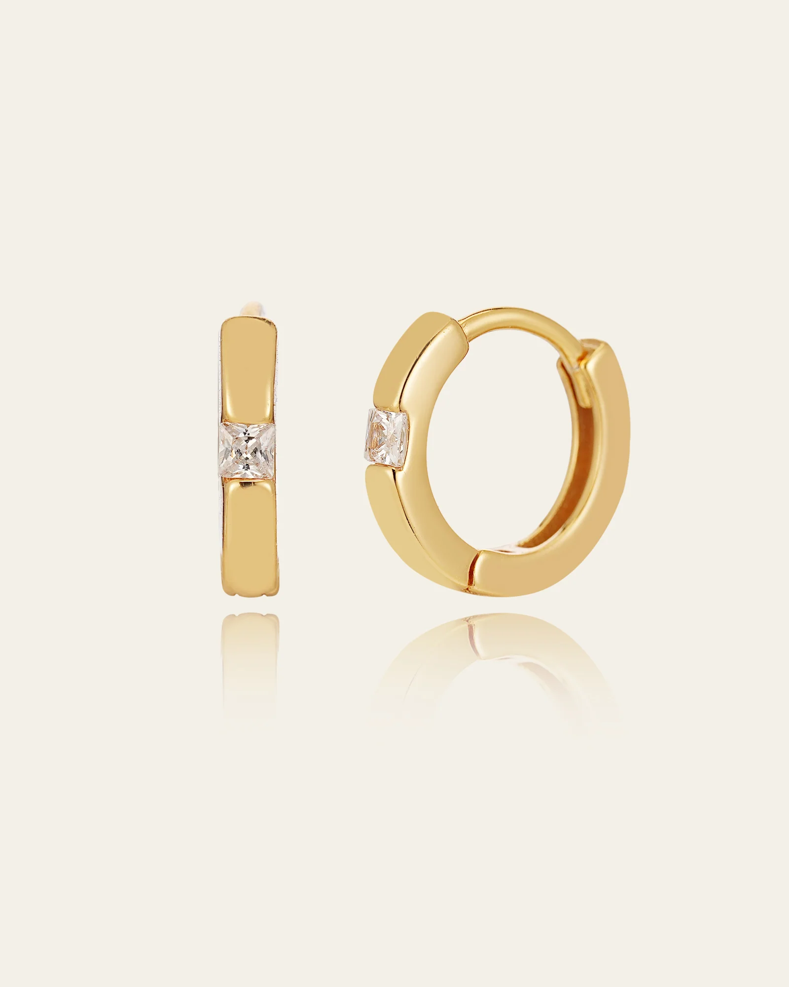 9K Solid Gold Prism Huggies