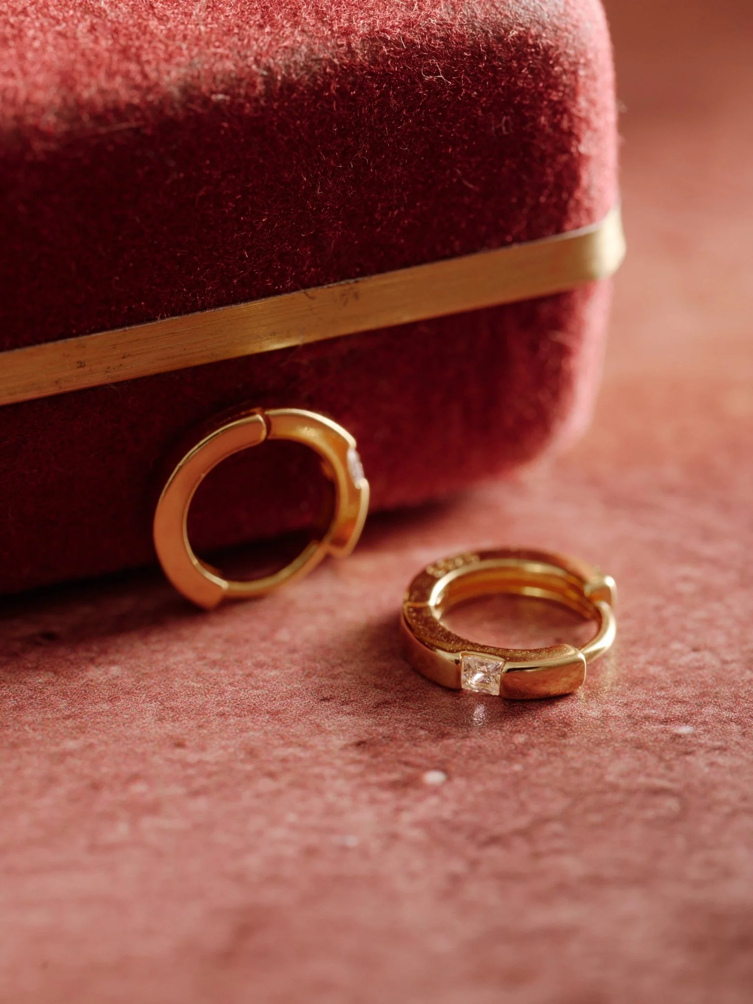 9K Solid Gold Prism Huggies - Image 2