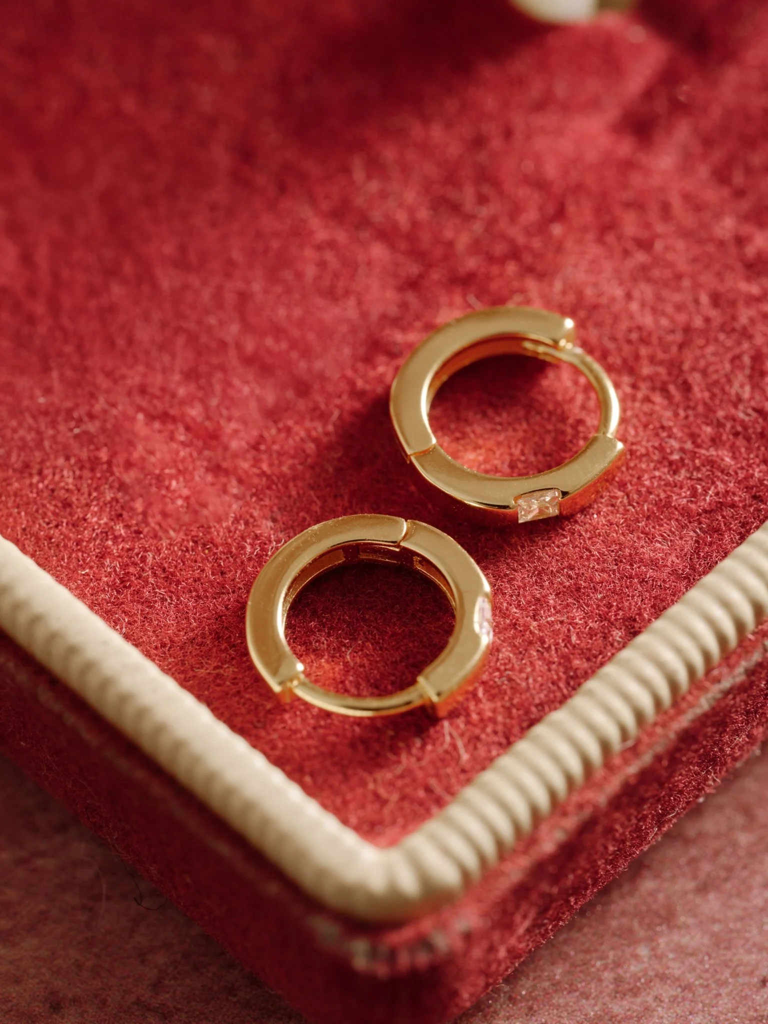 9K Solid Gold Prism Huggies - Image 3