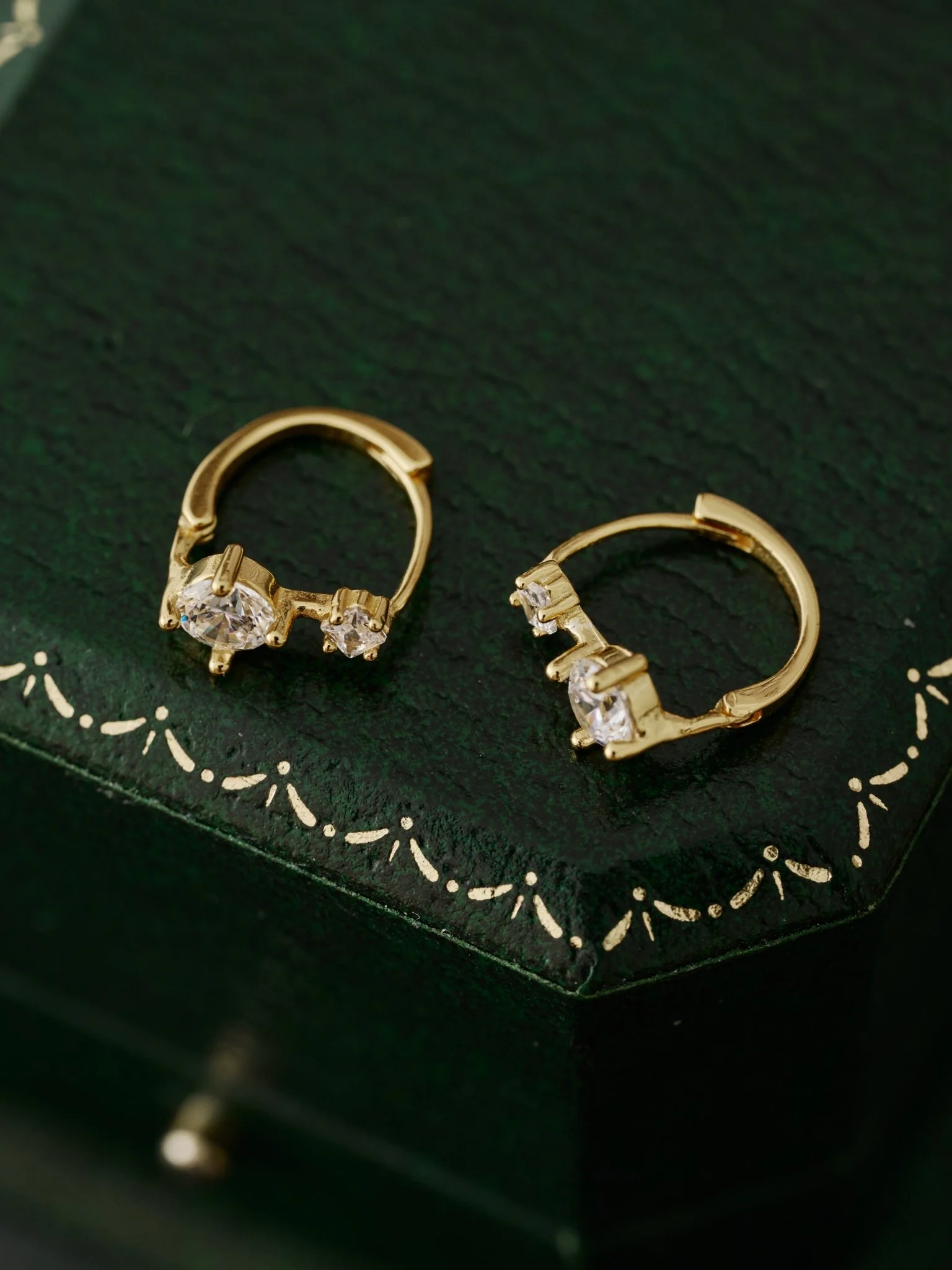 10K Solid Gold Stella Diamond Huggies - Image 2