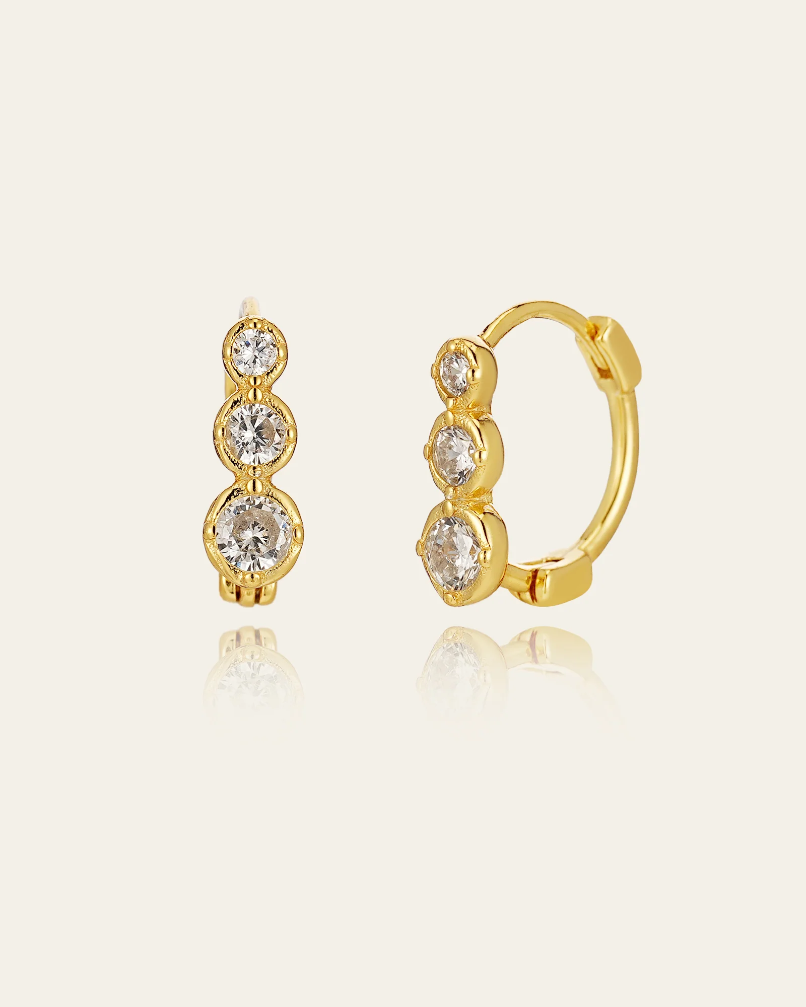 9K Solid Gold Trio Glow Huggies