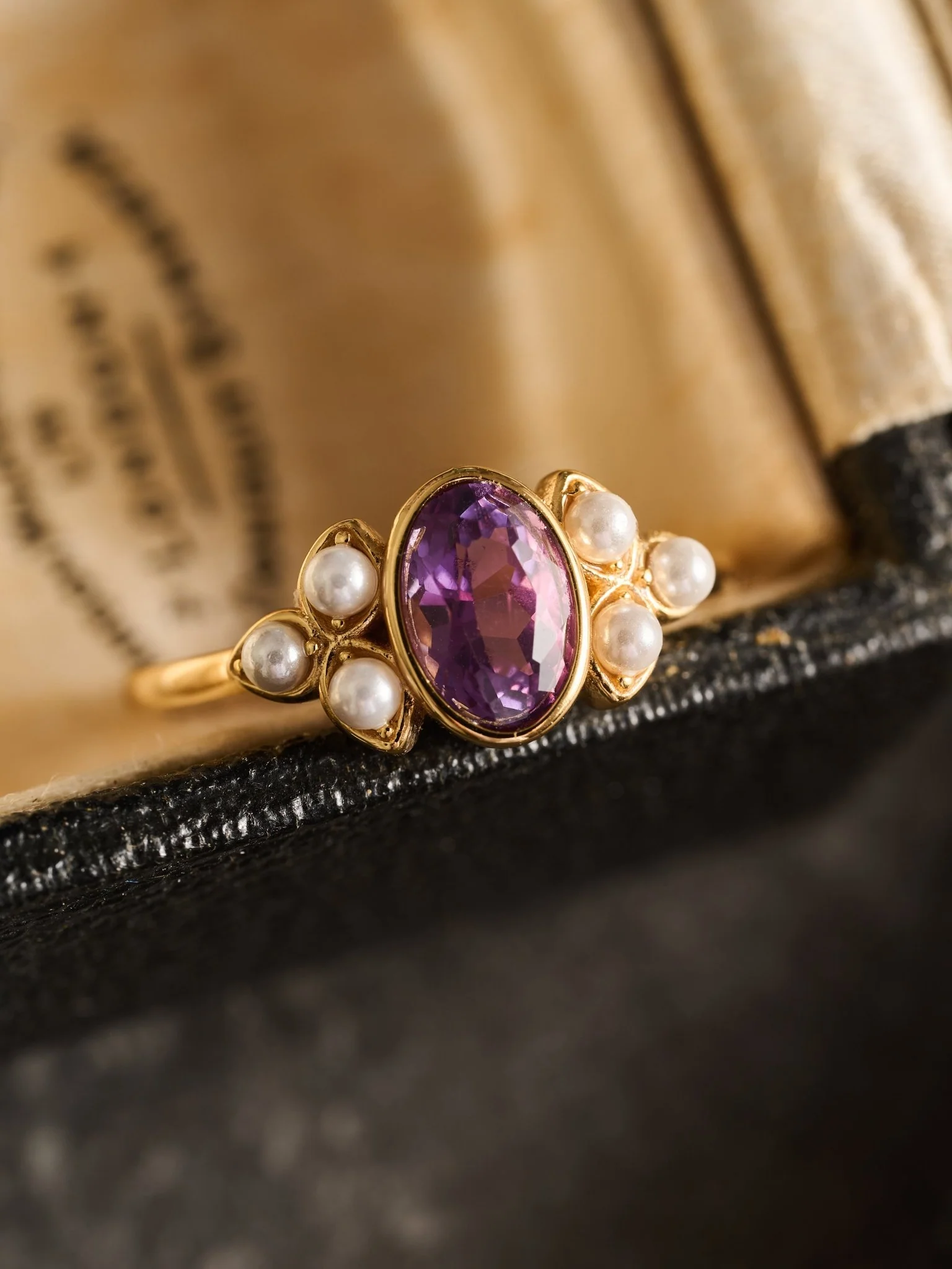 Amelie Amethyst Pearl Ring - Image 2