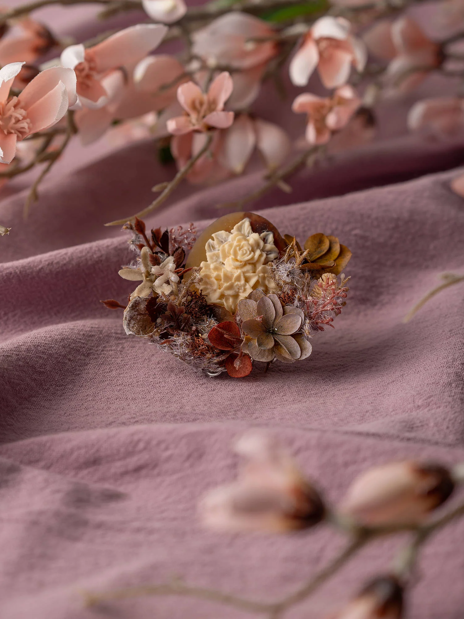 Magnolia Birth Flower Corsage Ring - Image 3
