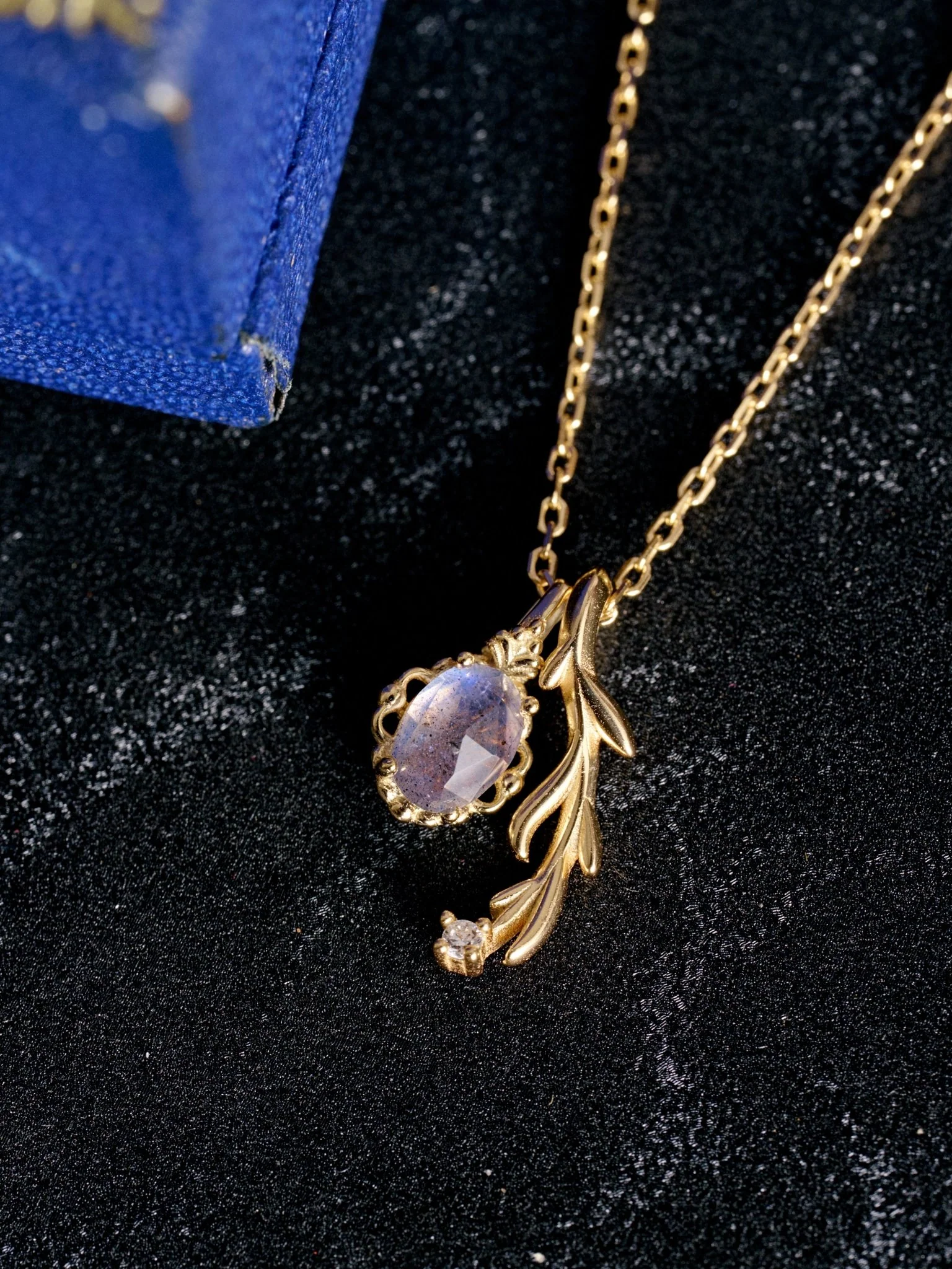 Celeste Lapis Leaf Necklace - Image 2