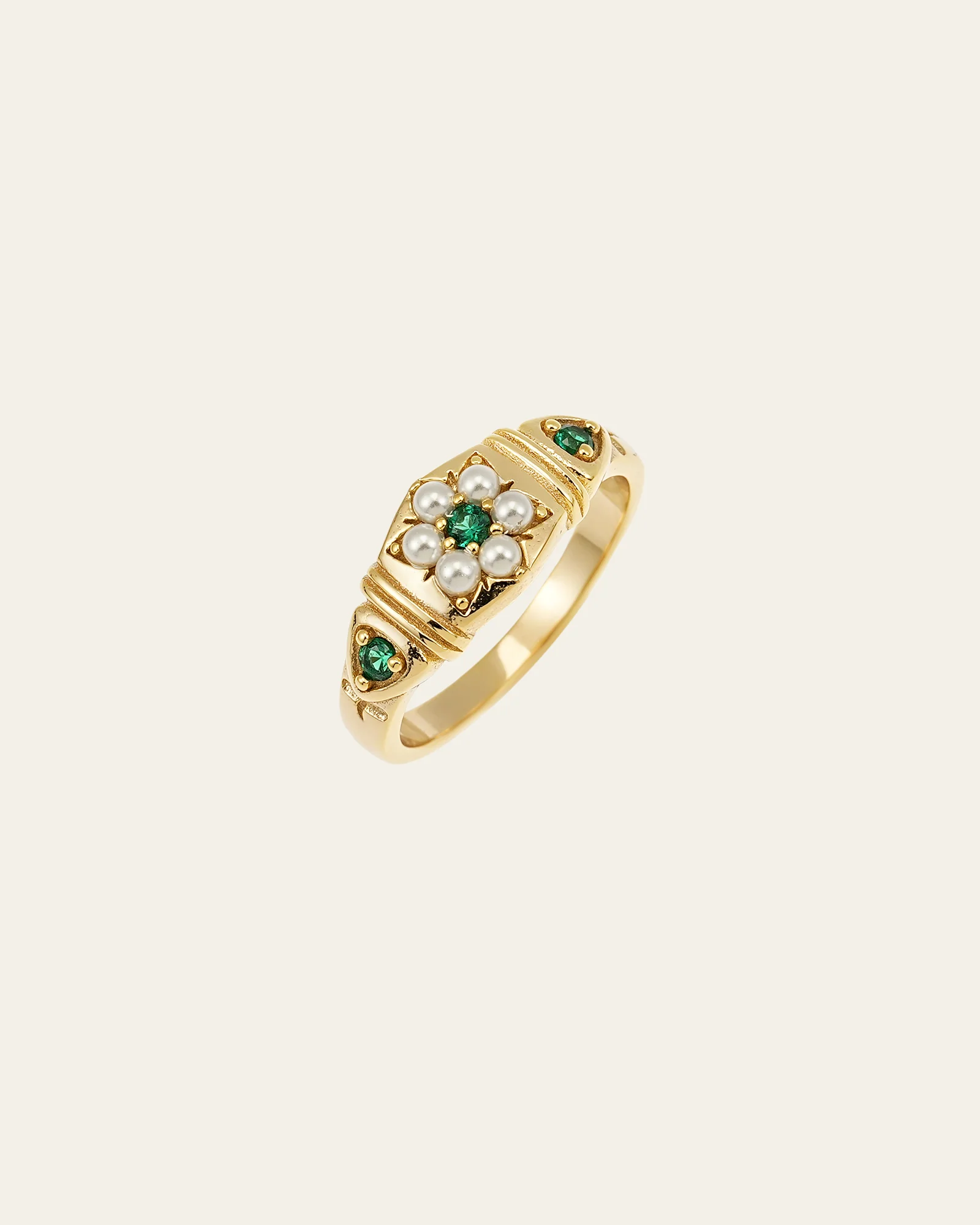 Charlotte Pearl Emerald Ring