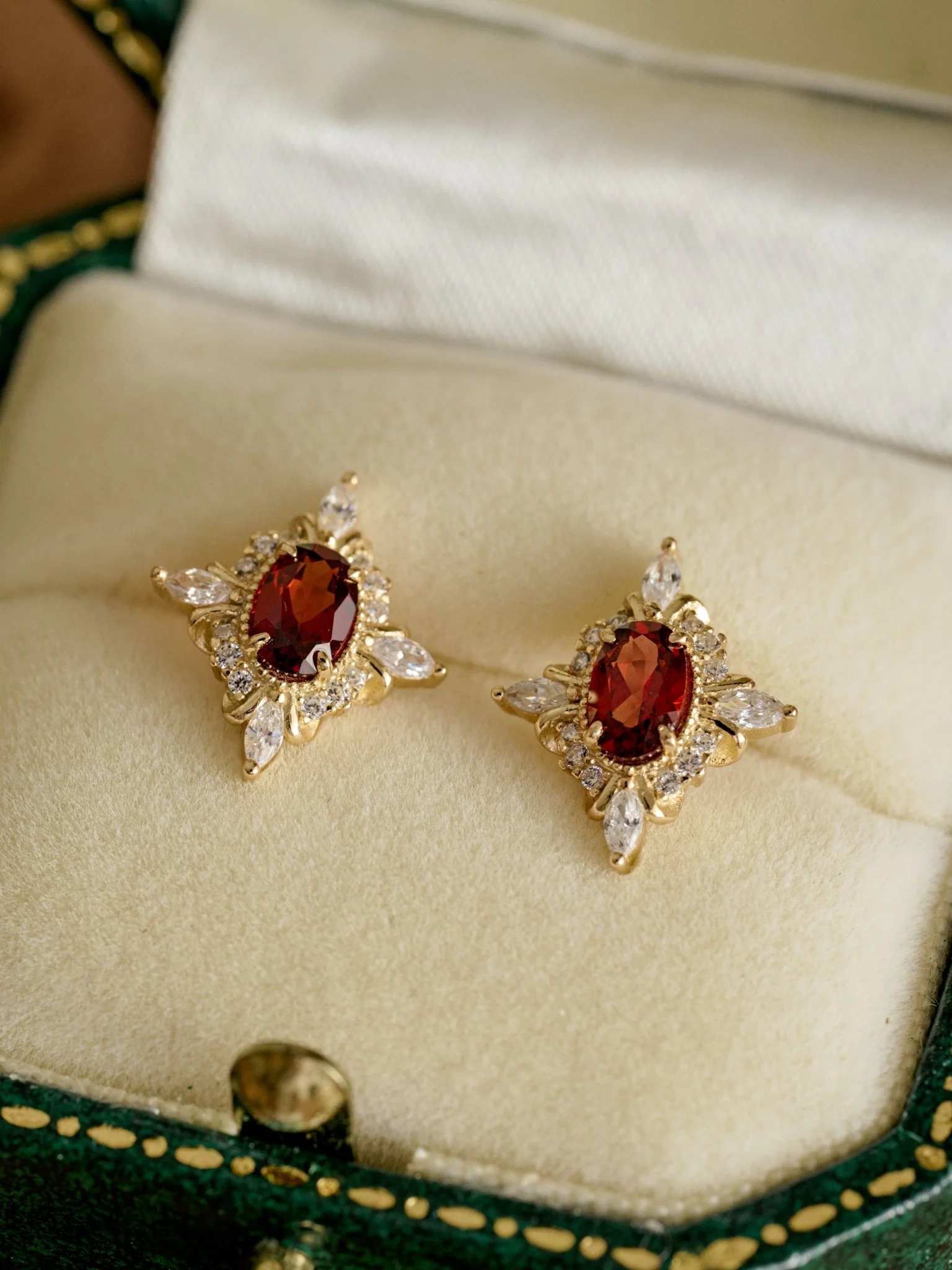 Claire Garnet Diamond Earrings - Image 4