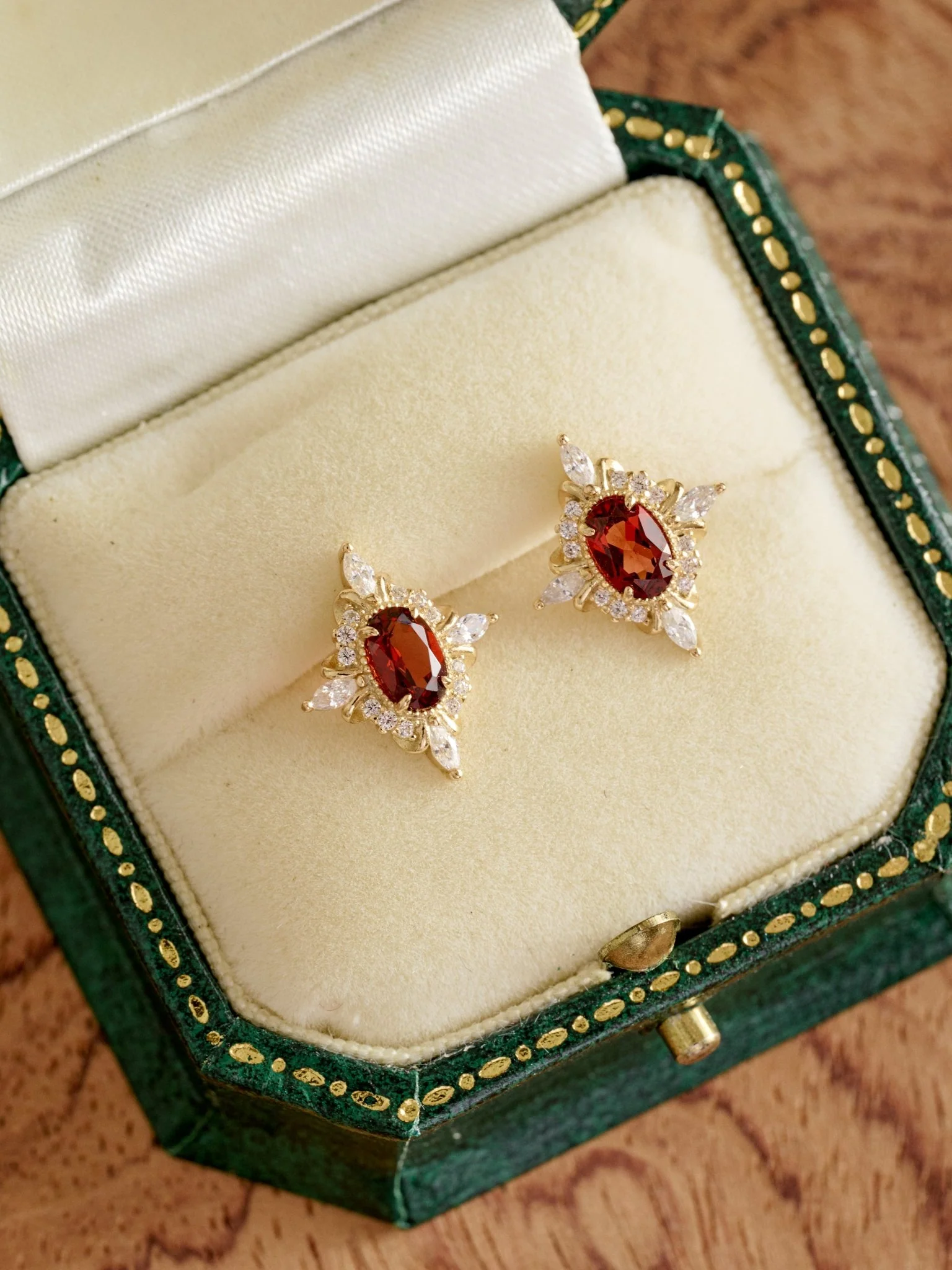 Claire Garnet Diamond Earrings - Image 3