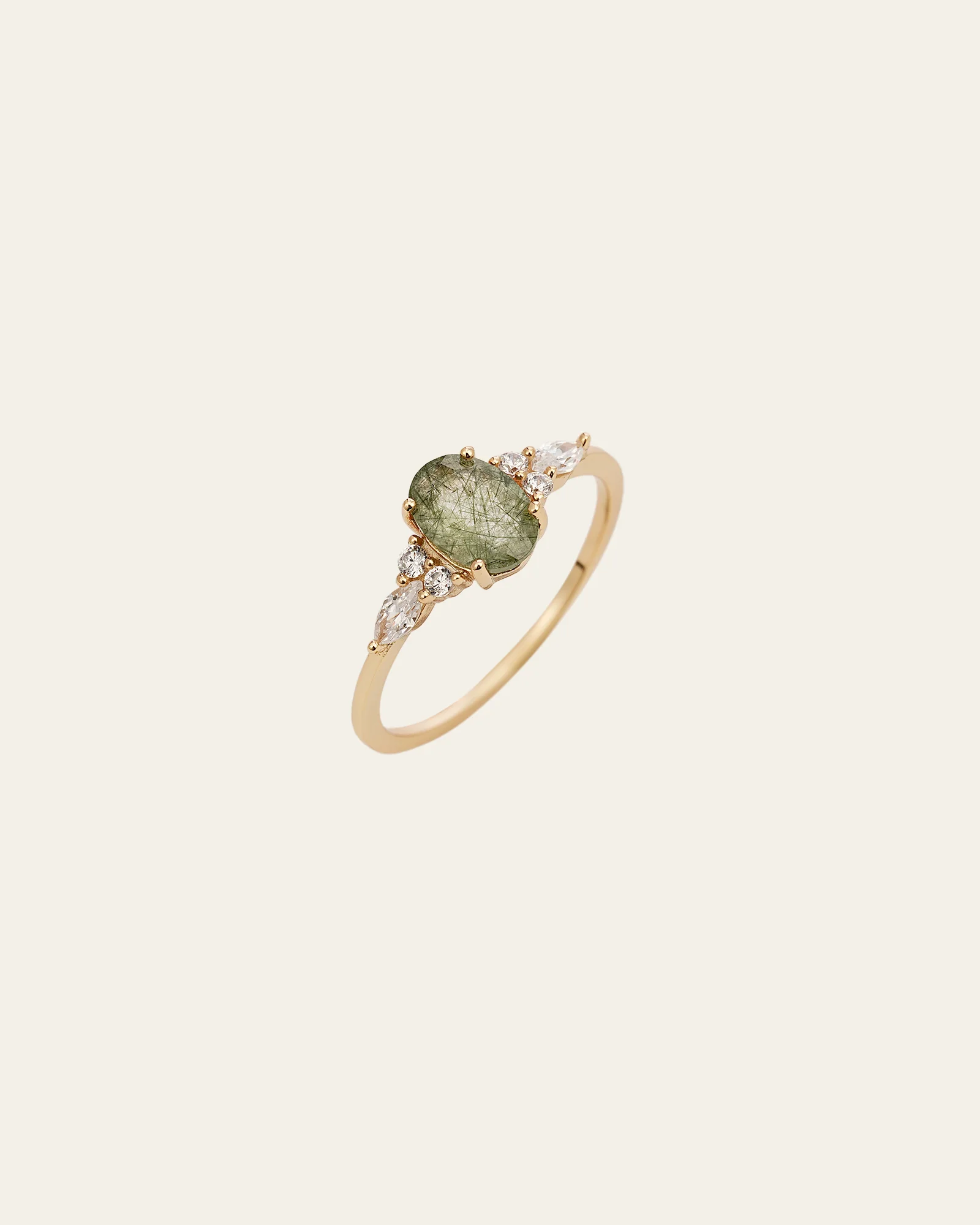 Green Rutilated Quartz Ring