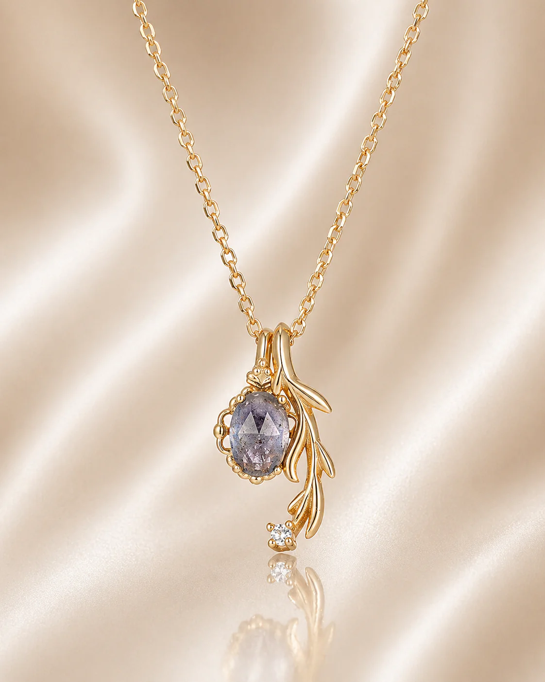 Celeste Lapis Leaf Necklace