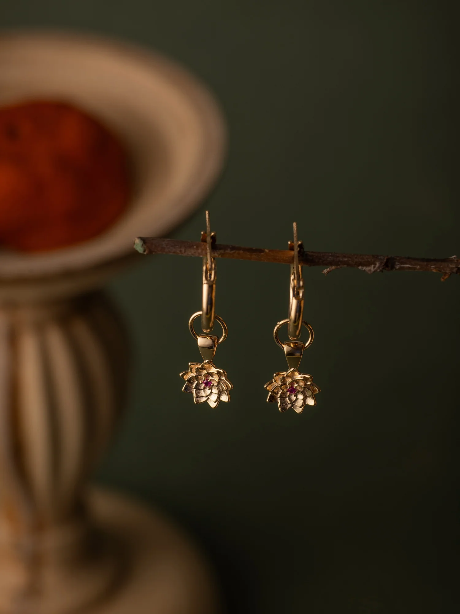 Elsa Lotus Ruby Earrings - Image 2