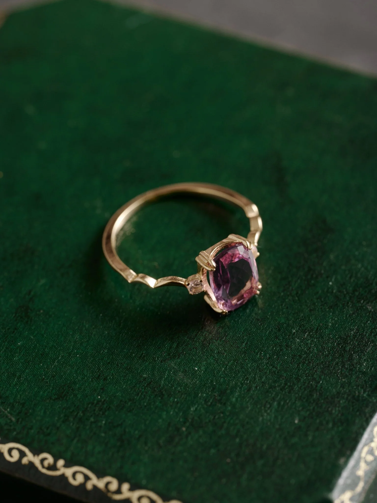 14K Solid Gold Lunar Amethyst Ring - Image 5