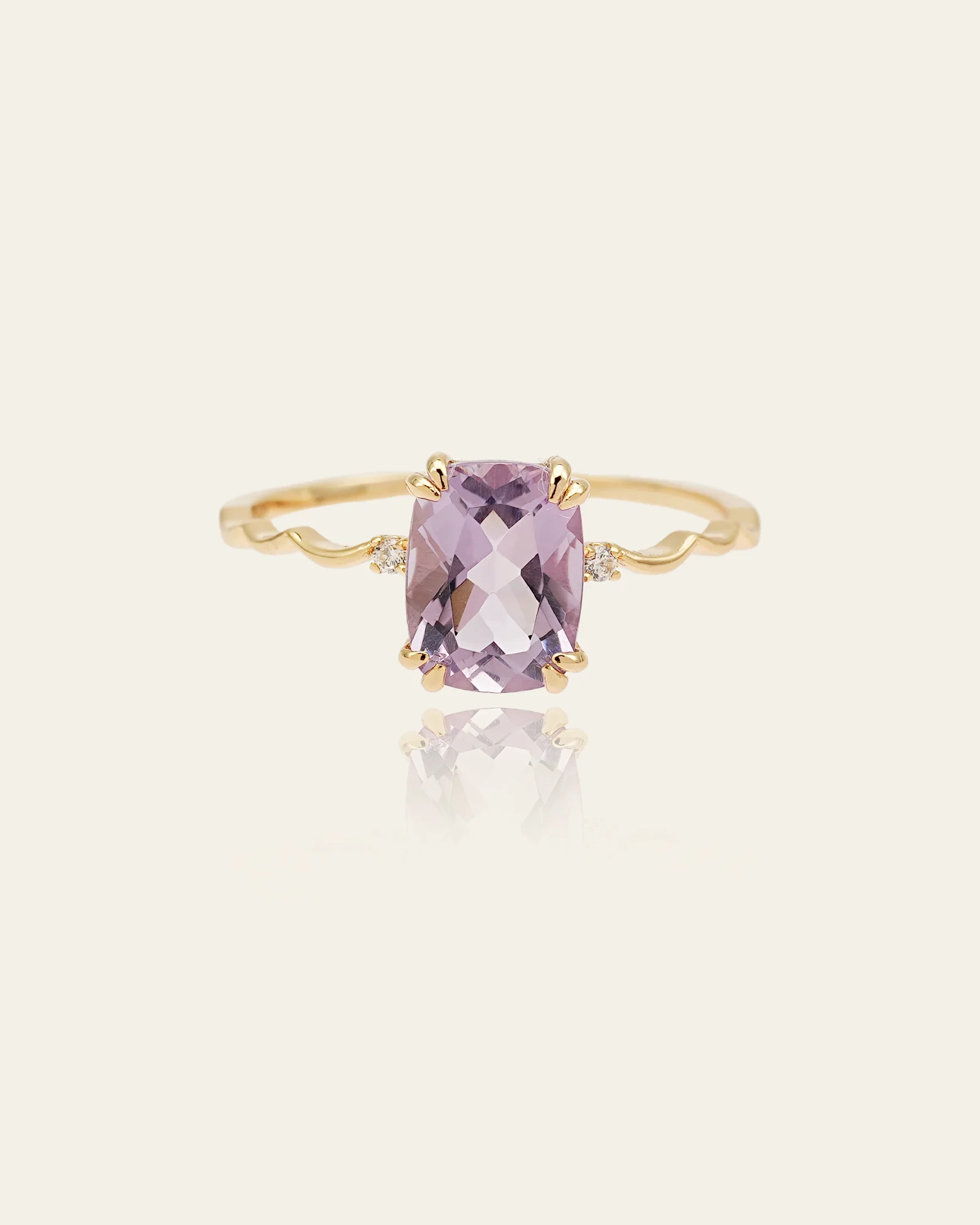 14K Solid Gold Lunar Amethyst Ring - Image 6