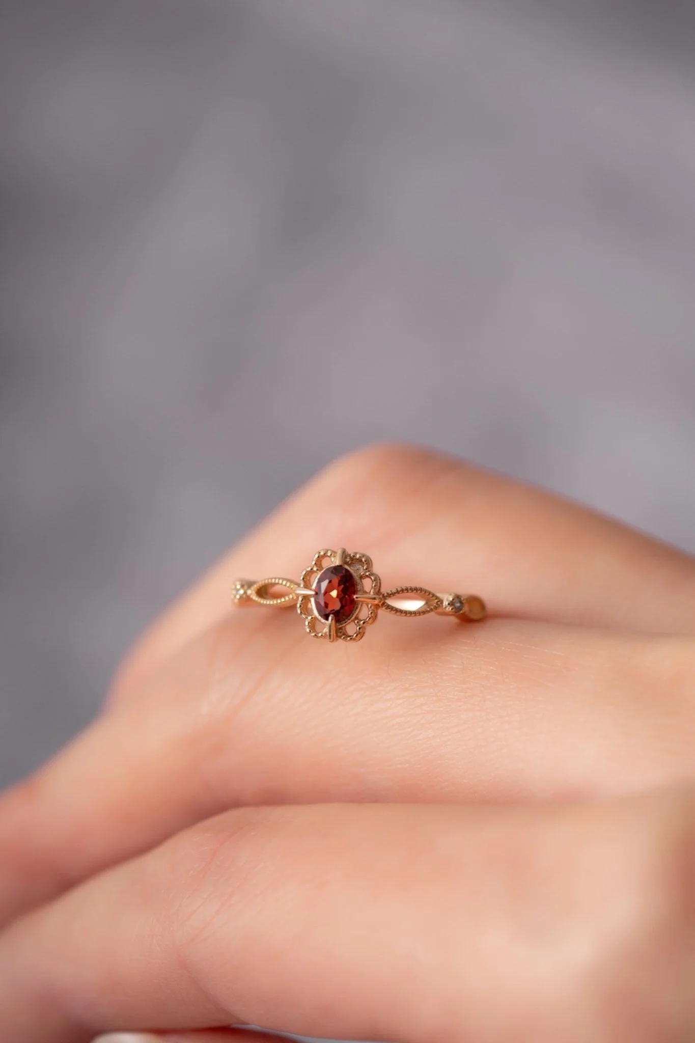 Regal Rosette Garnet Ring - Image 2