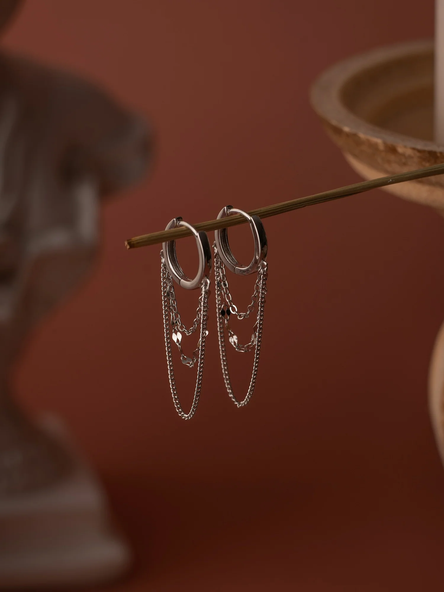 Sleeper Chain Hoop Earrings - Image 8