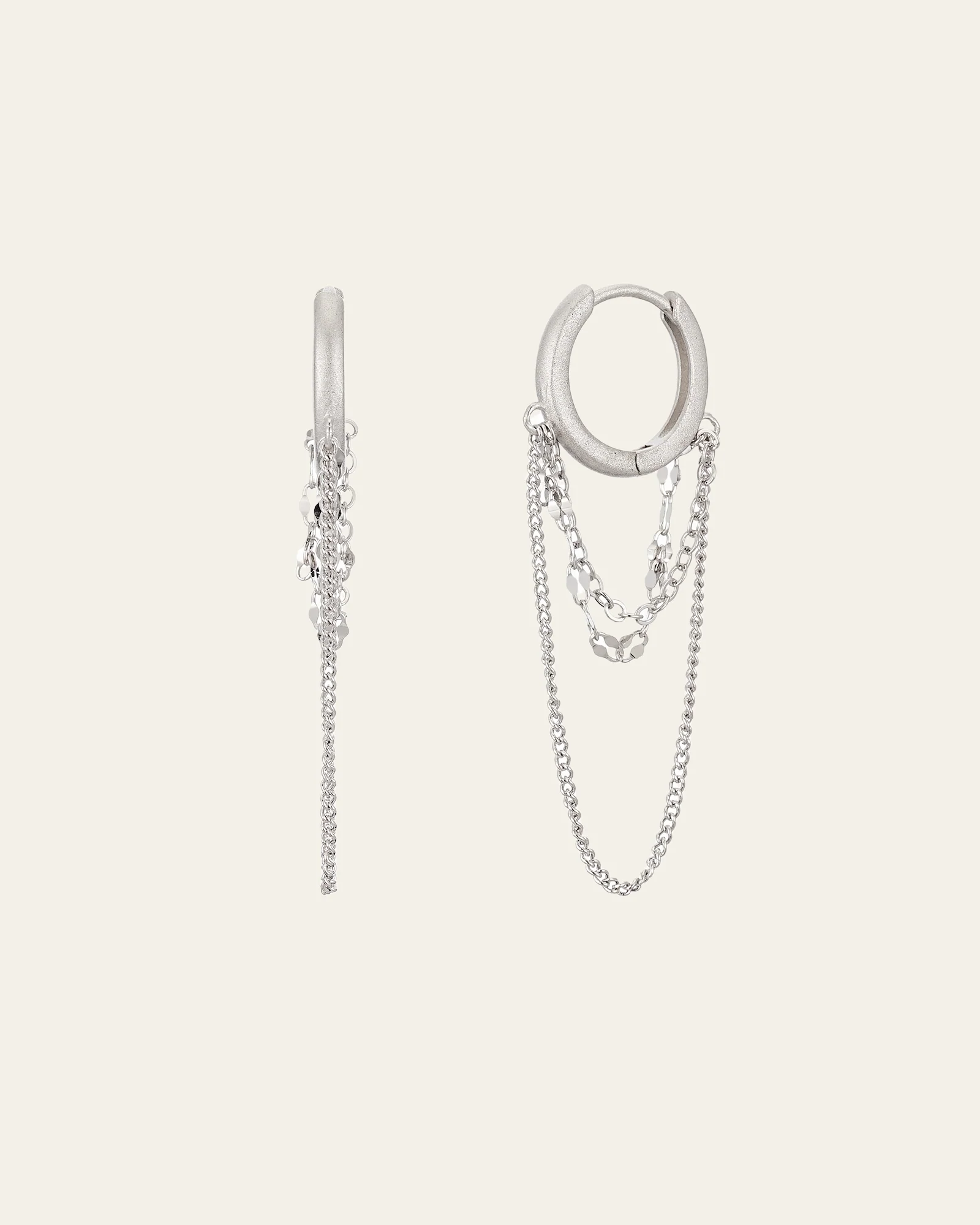 9K Solid Gold Sleeper Chain Hoop Earrings - Image 4