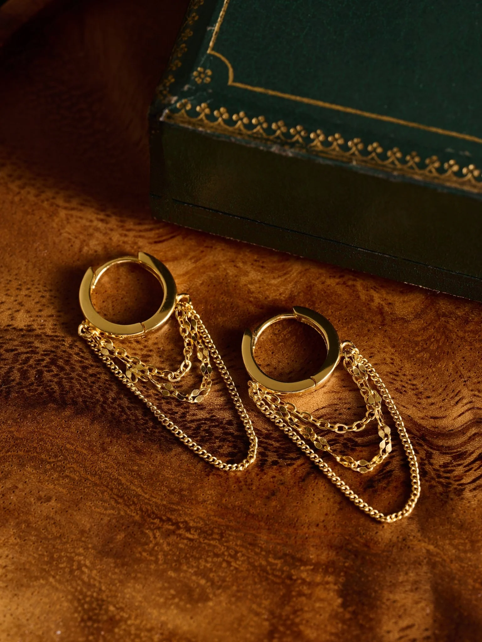 Sleeper Chain Hoop Earrings - Image 4