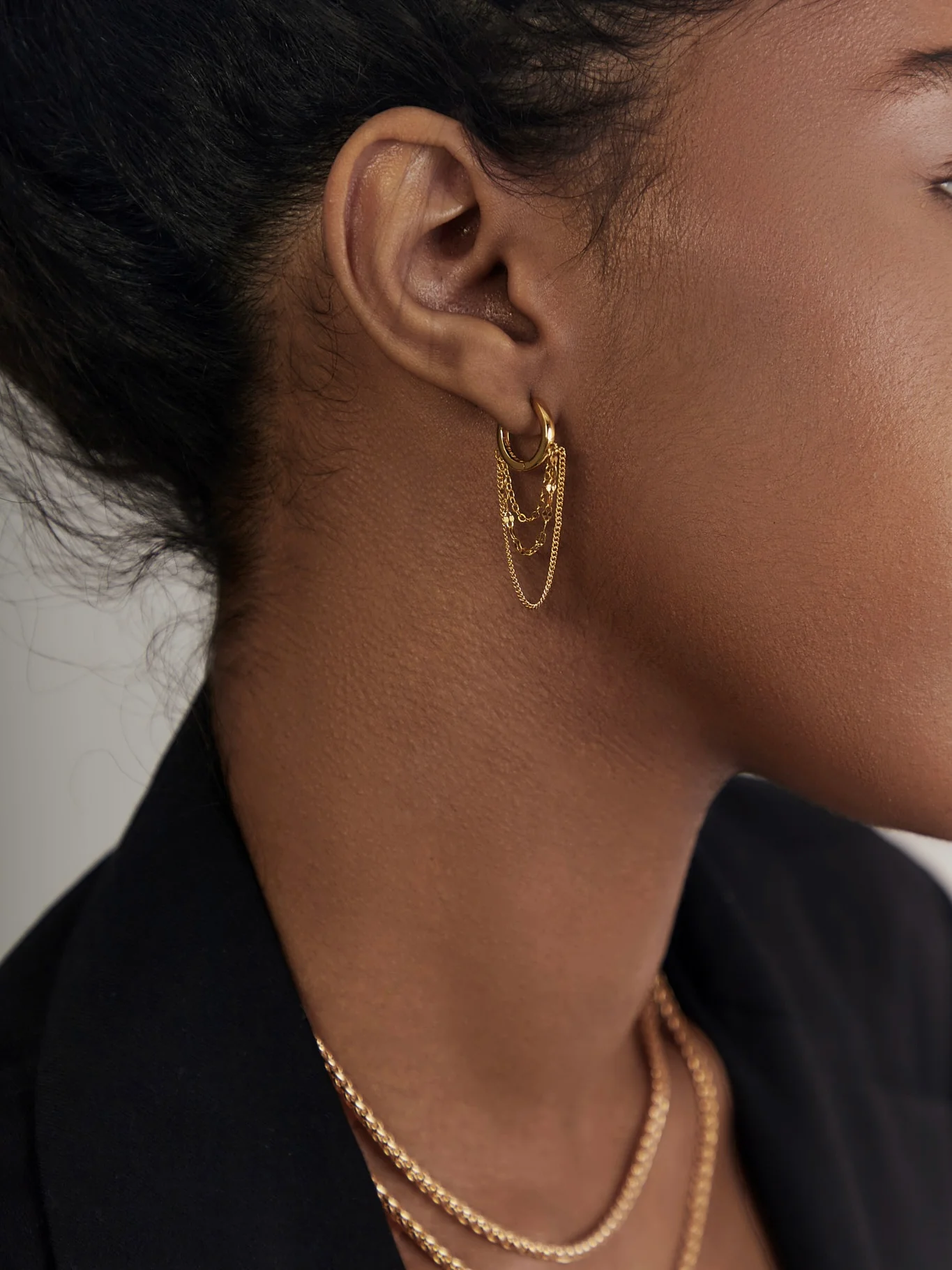 Sleeper Chain Hoop Earrings - Image 5