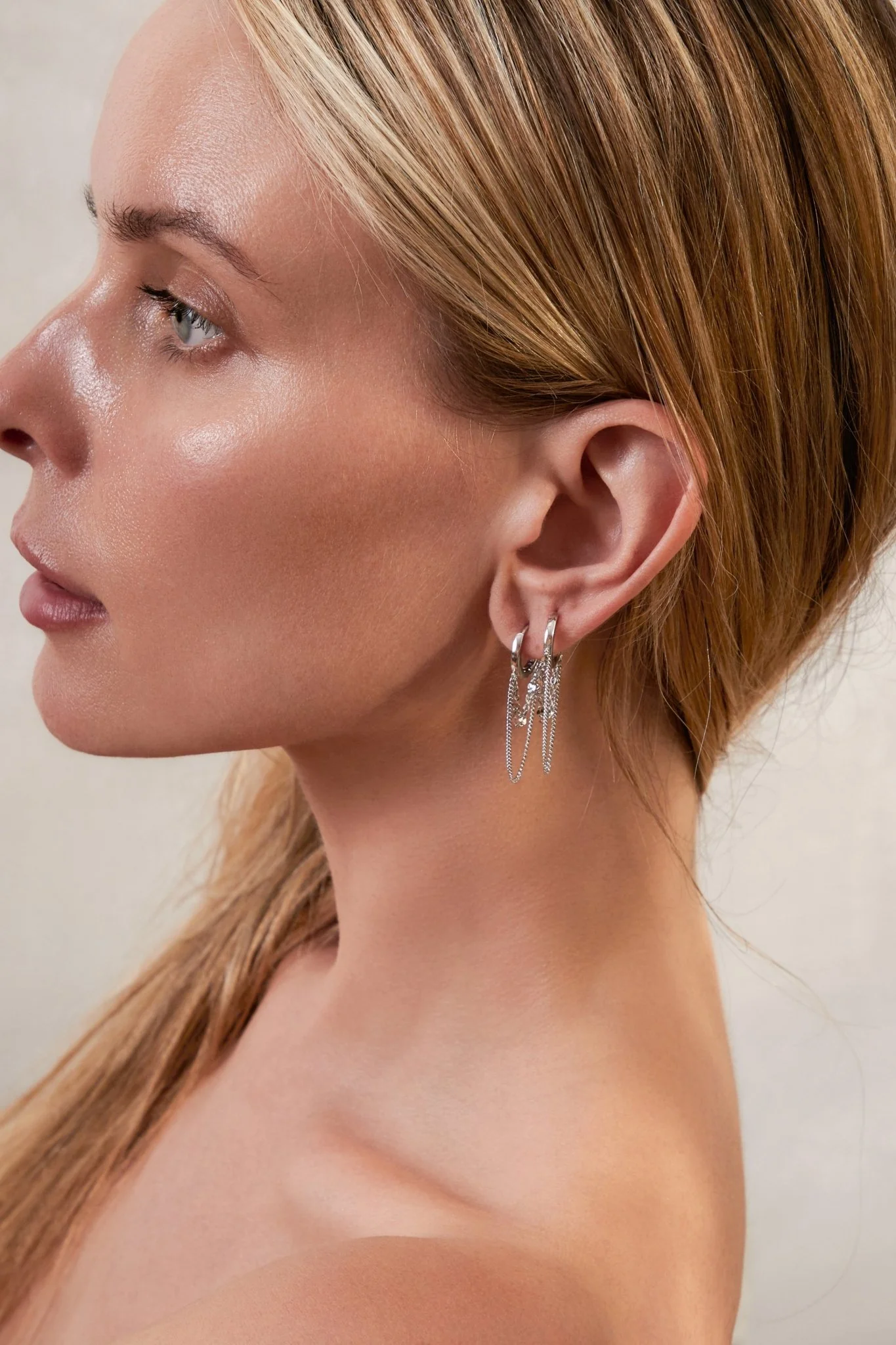 Sleeper Chain Hoop Earrings - Image 7