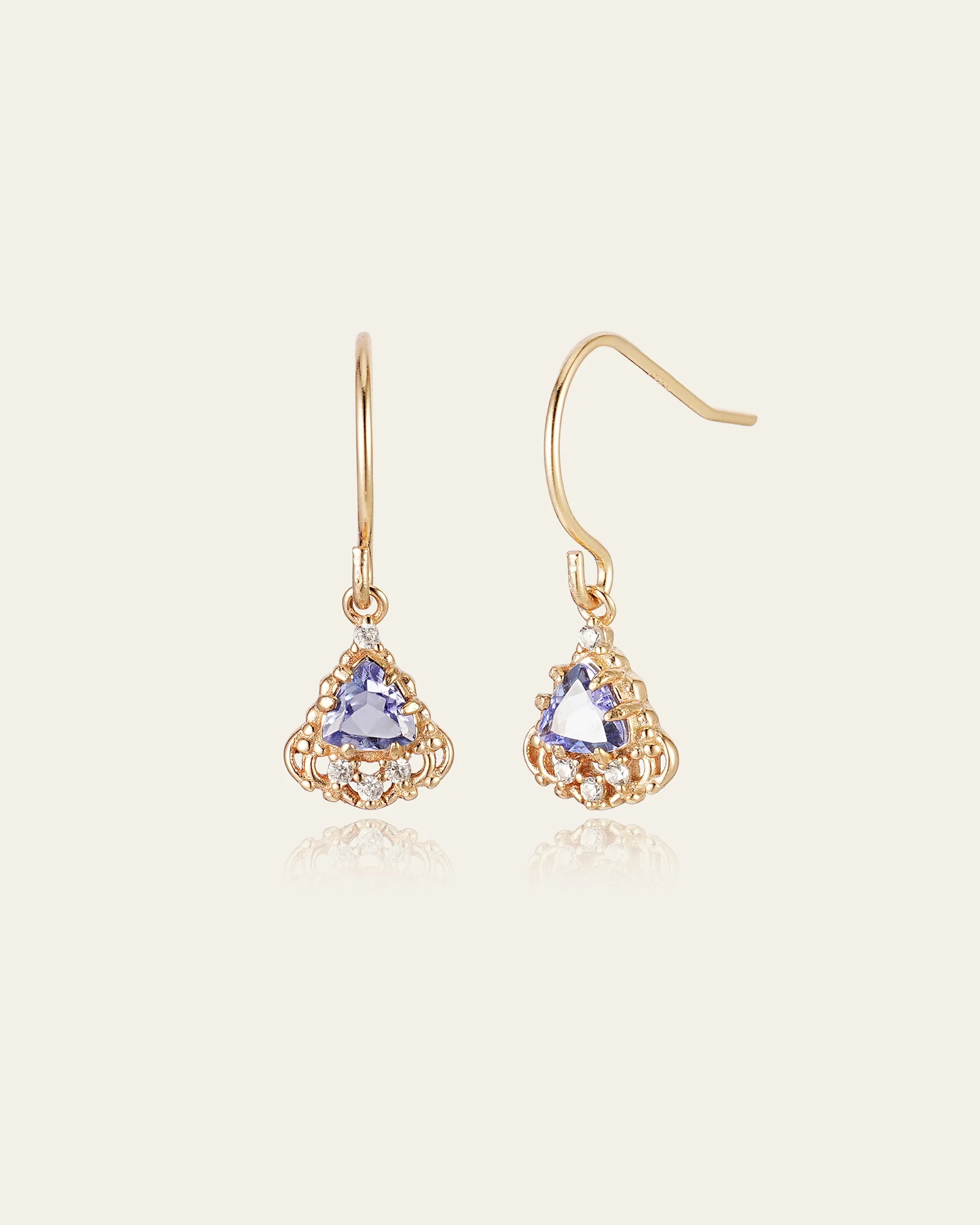 Astra Tanzanite Trilliant Drop Earrings