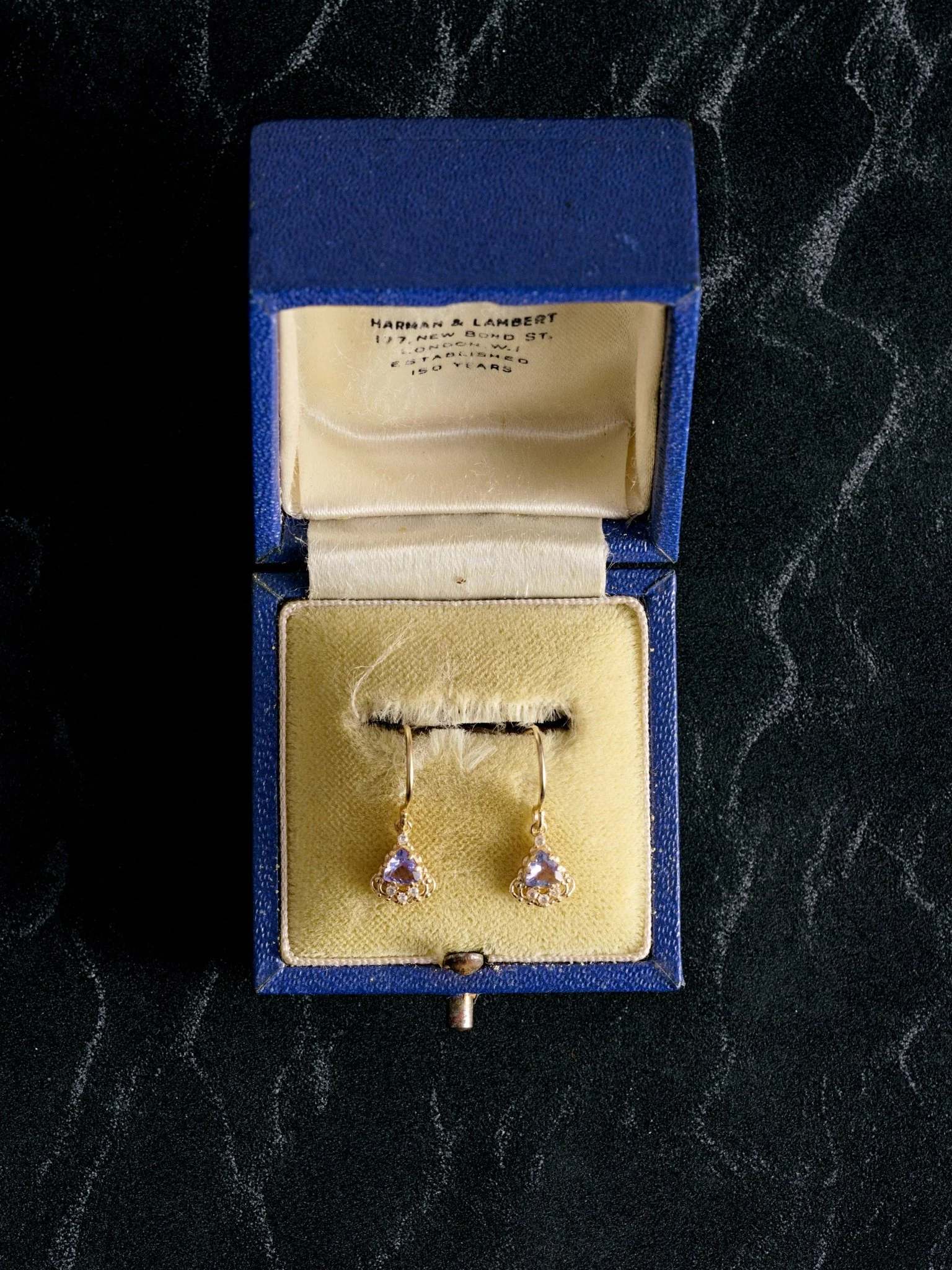 Astra Tanzanite Trilliant Drop Earrings - Image 2
