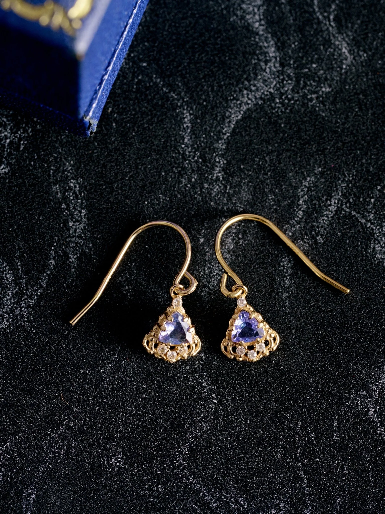 Astra Tanzanite Trilliant Drop Earrings - Image 3