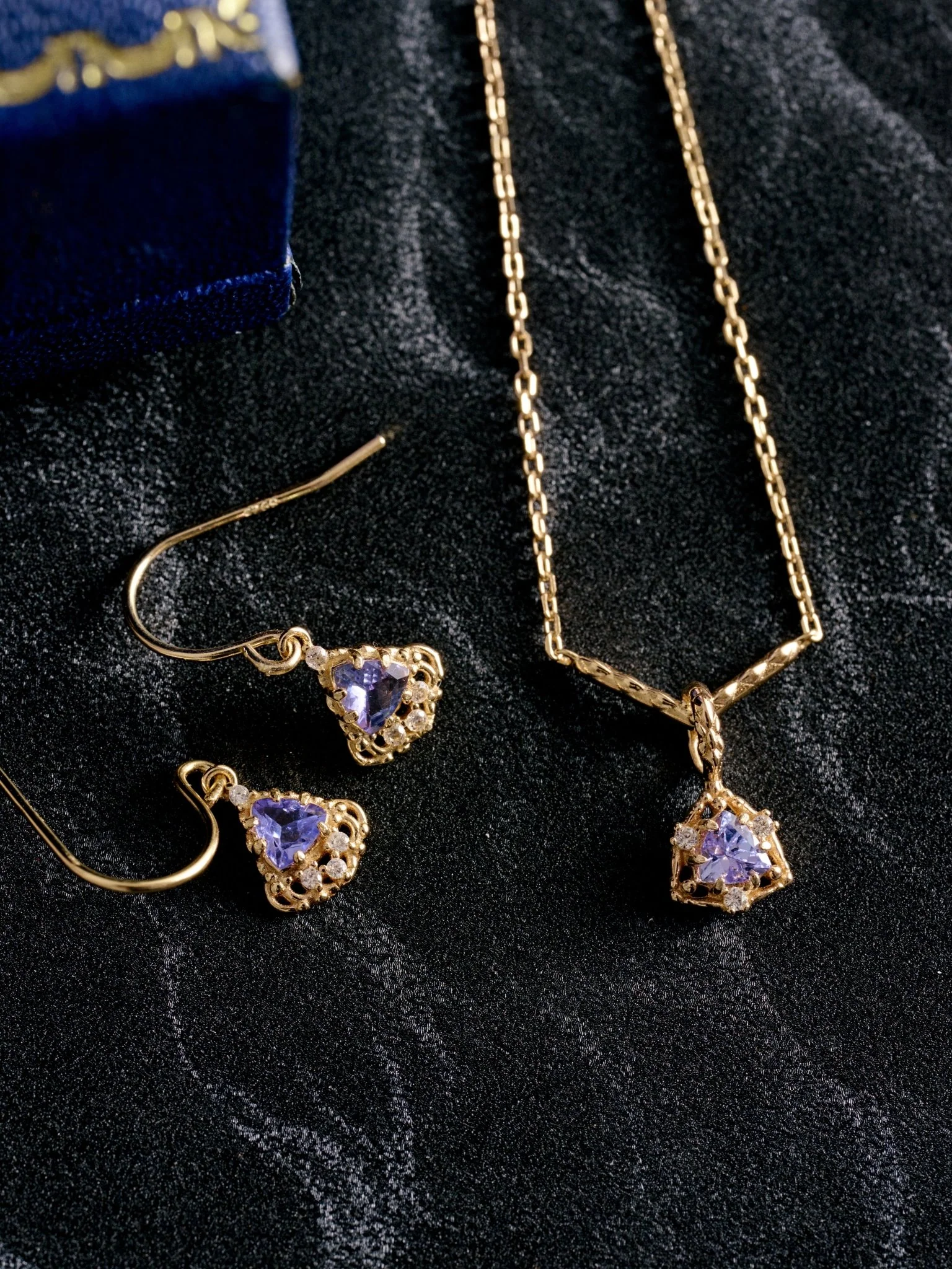 Astra Tanzanite Trilliant Drop Earrings - Image 4